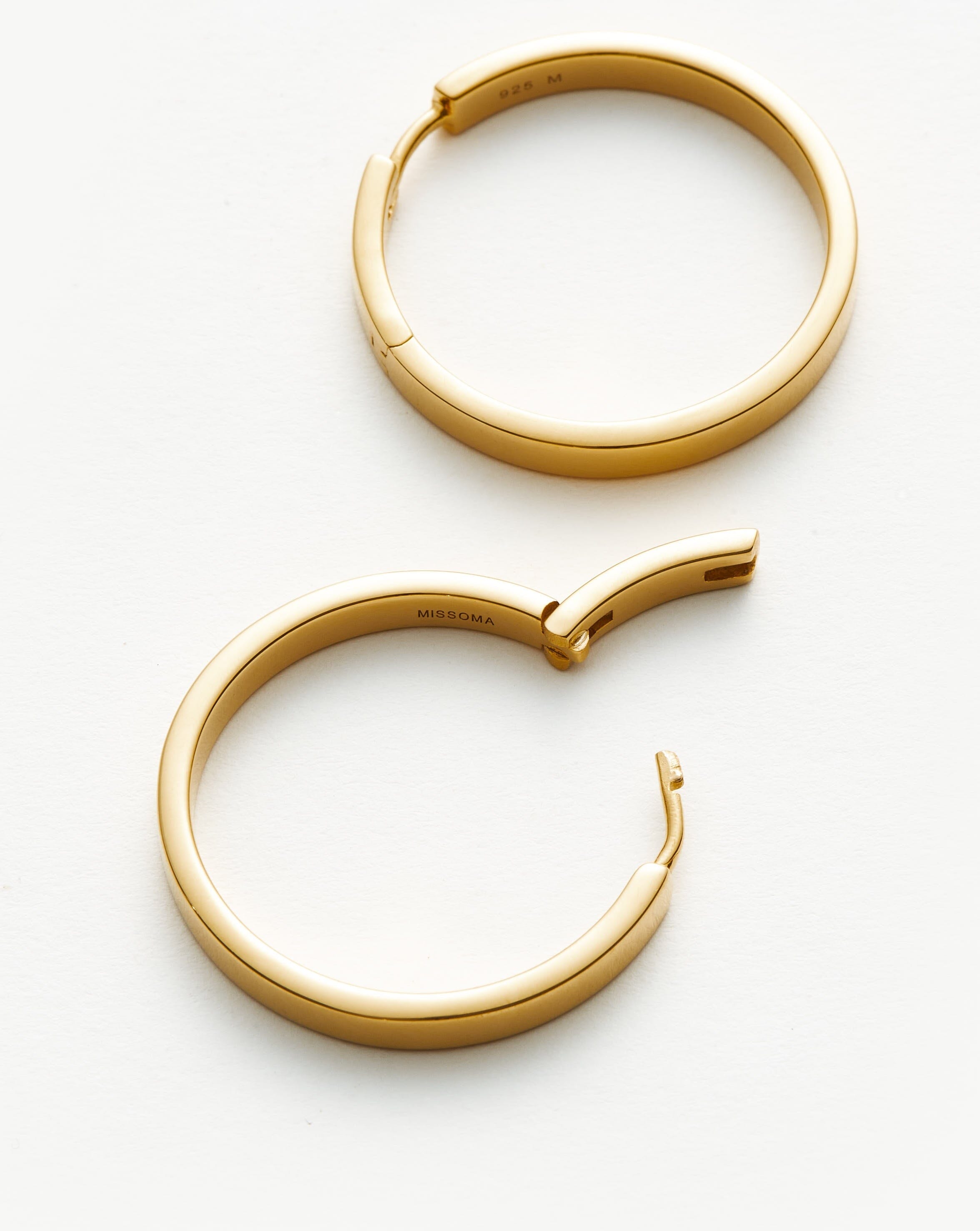 Classic Flat Medium Hoop Earrings | 18ct Gold Plated Vermeil Earrings Missoma 