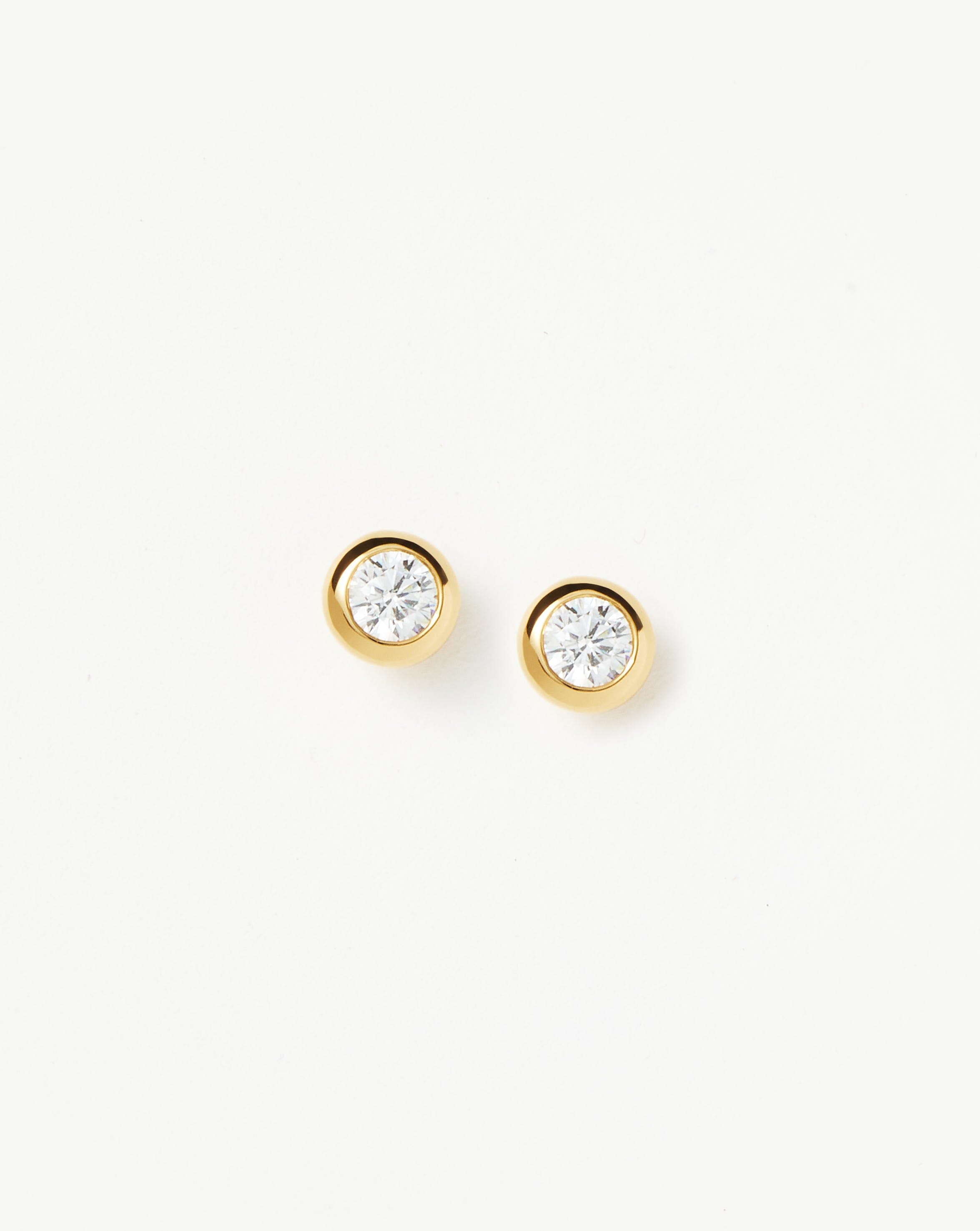 Classic Stone Stud Earrings | 18ct Gold Plated Vermeil/Cubic Zirconia Earrings Missoma 