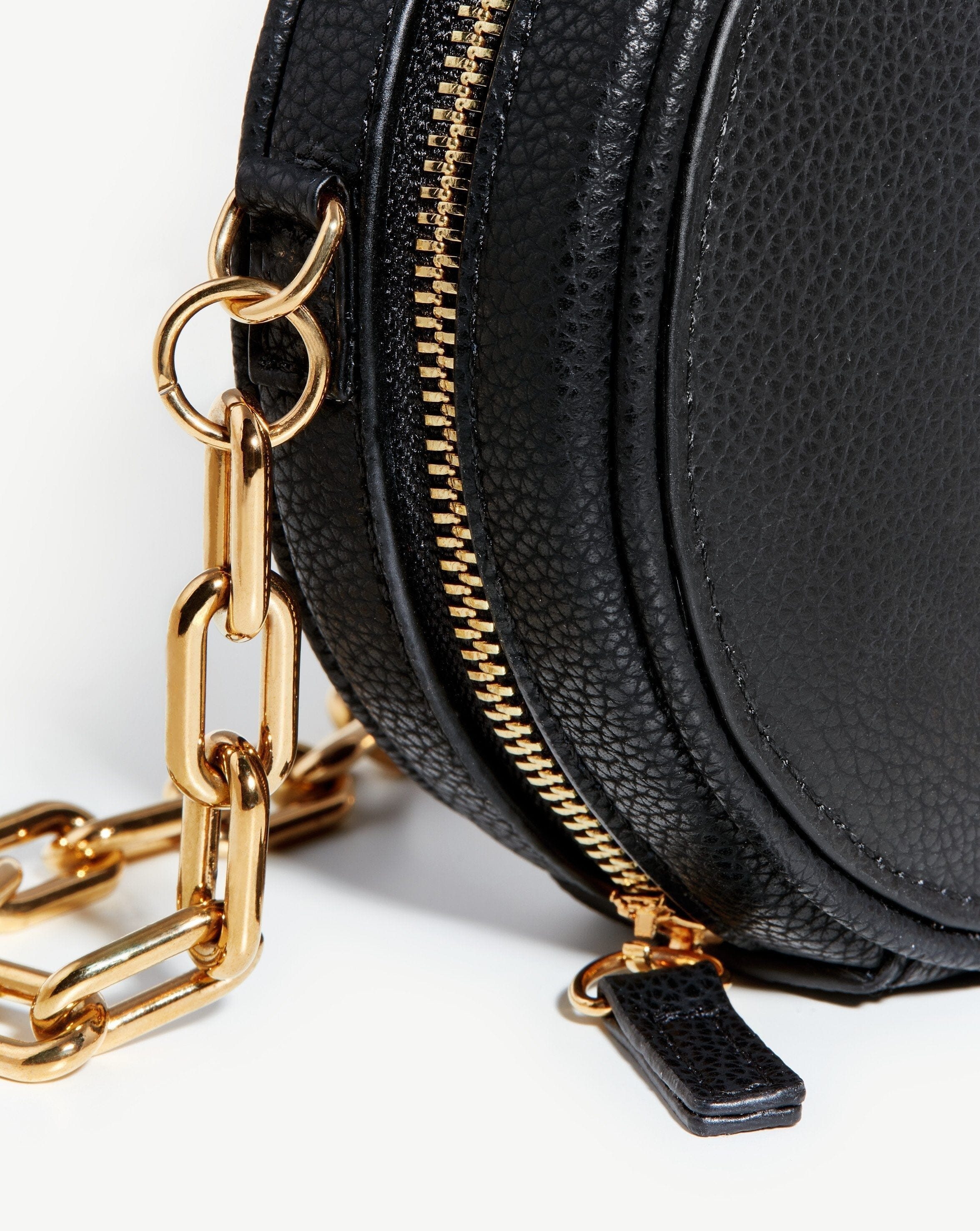 Crossbody Round Chain Leather Bag | 18ct Gold Plated/Recycled Leather Accessories Missoma 
