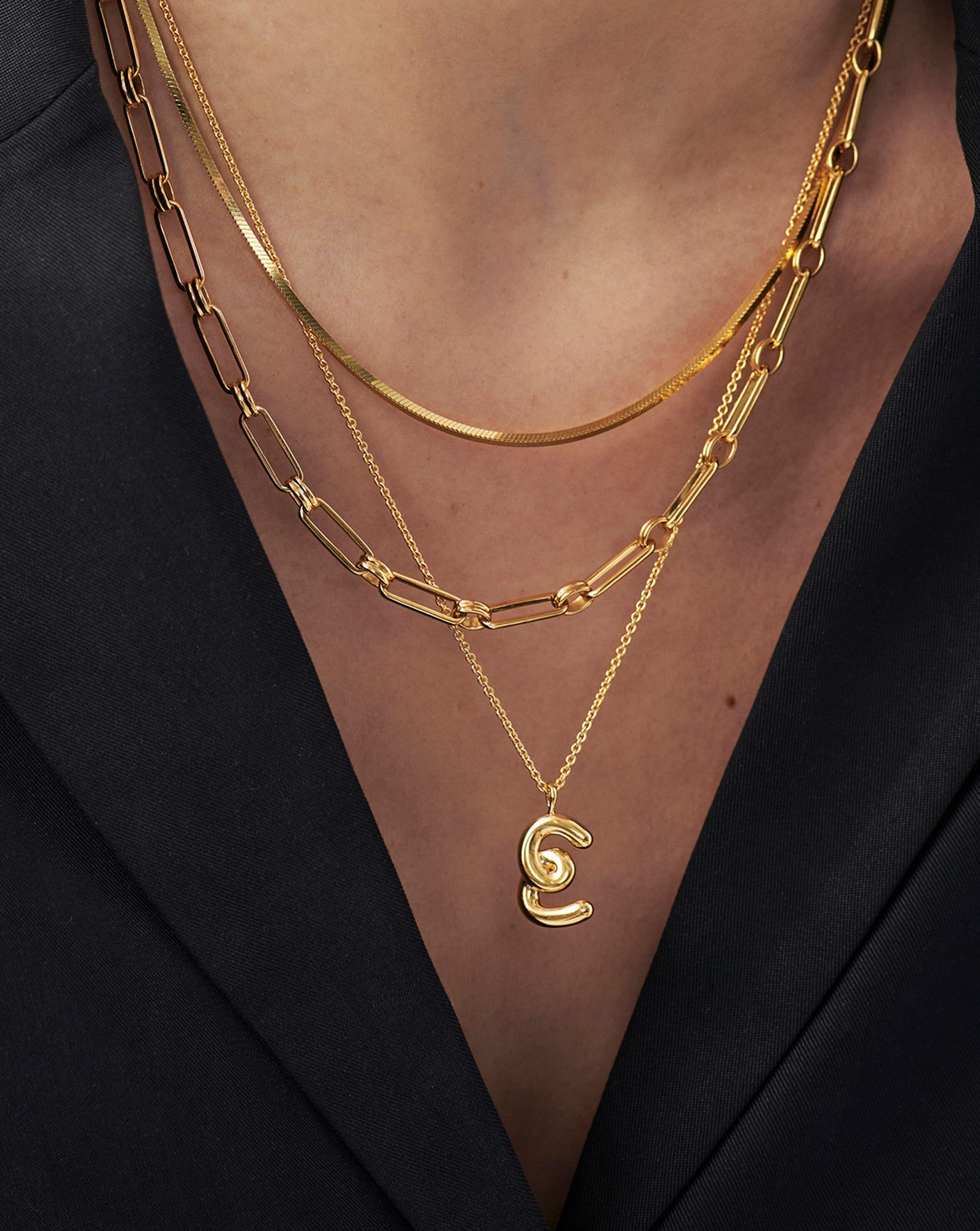 Curly Molten Initial Pendant Necklace - Initial E | 18ct Gold Plated Vermeil Necklaces Missoma 