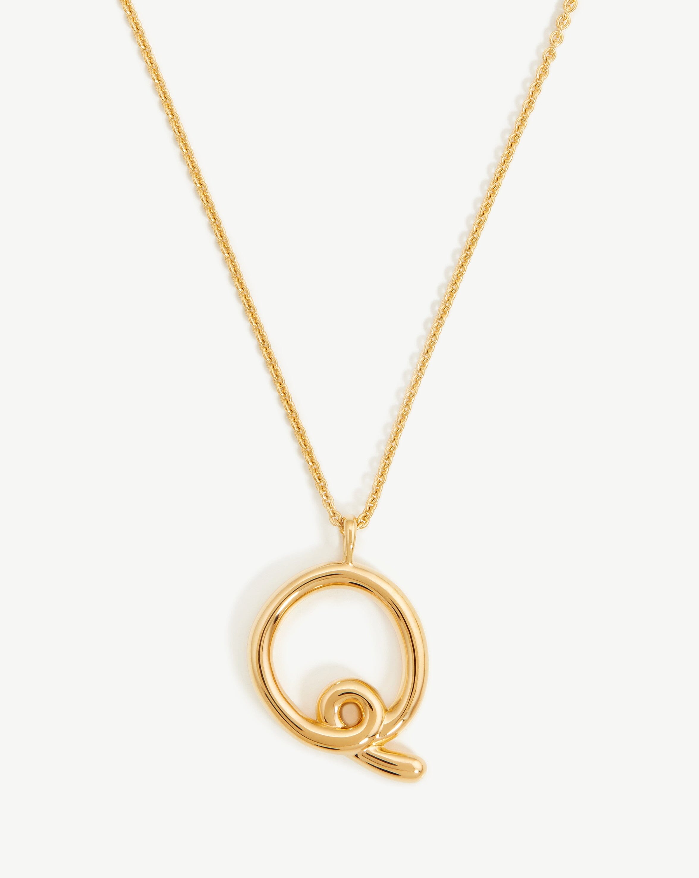 Curly Molten Initial Pendant Necklace - Initial Q | 18ct Gold Plated Vermeil Necklaces Missoma 