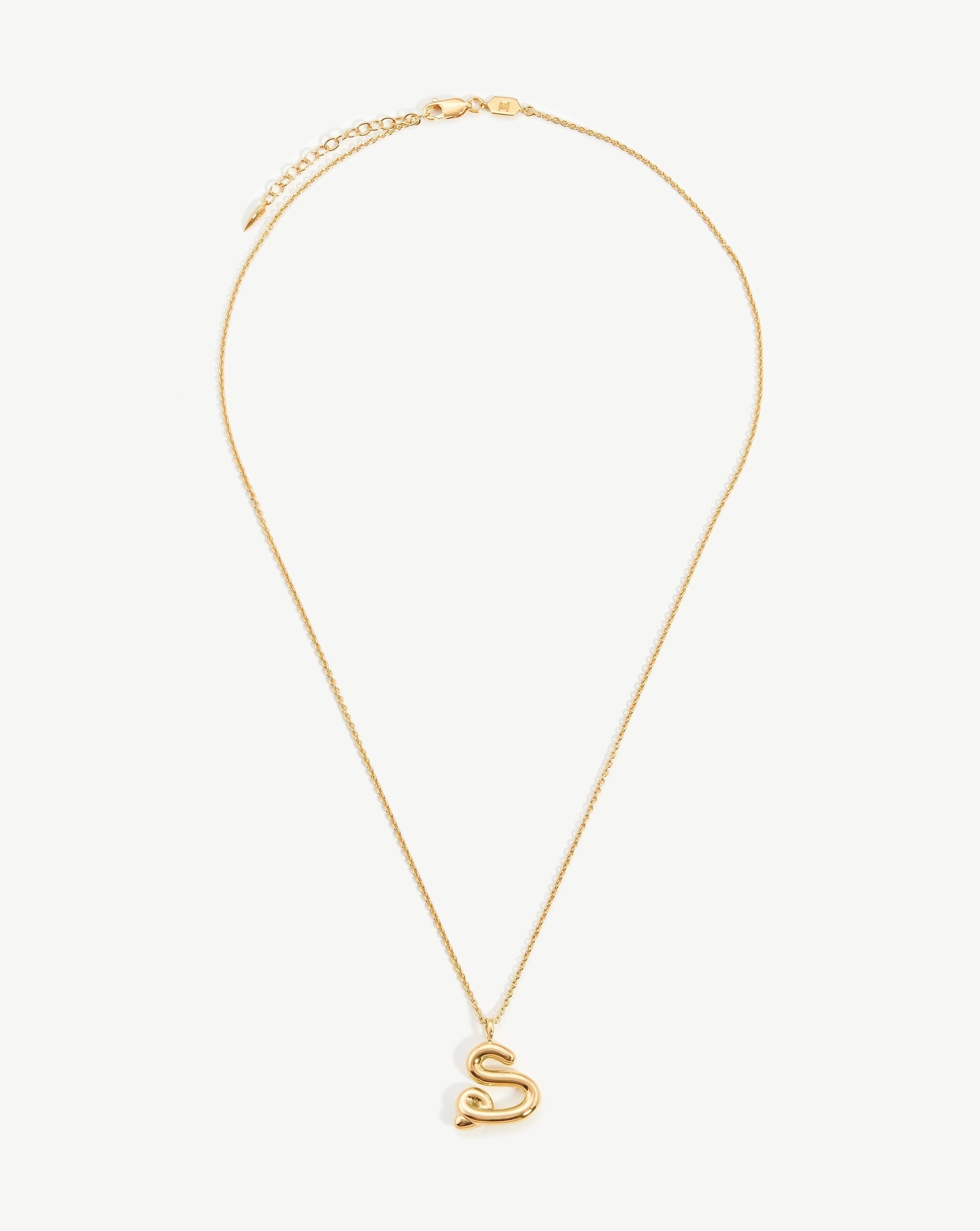 Curly Molten Initial Pendant Necklace - Initial S | 18ct Gold Plated Vermeil Necklaces Missoma 