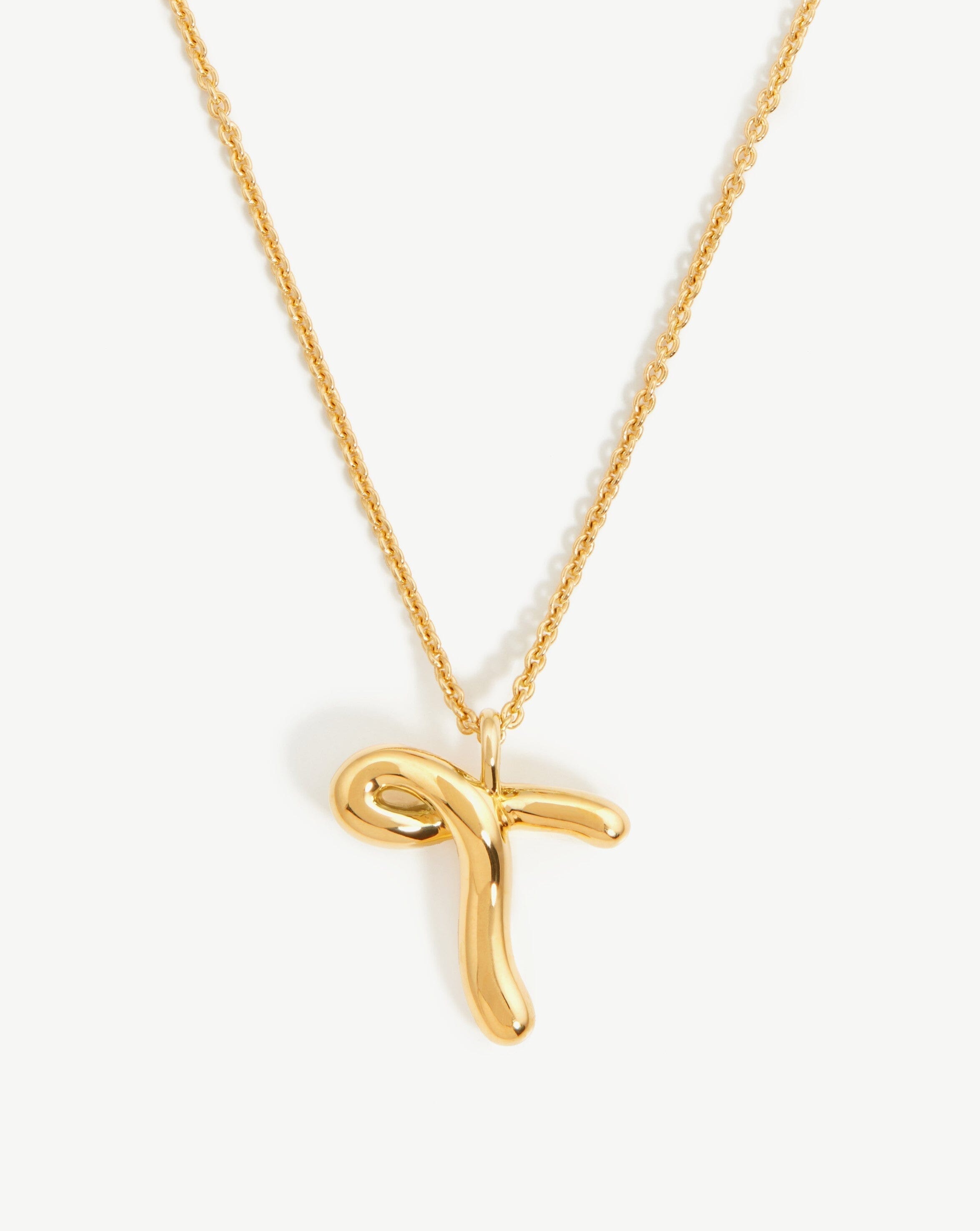 Curly Molten Initial Pendant Necklace - Initial T | 18ct Gold Plated Vermeil Necklaces Missoma 