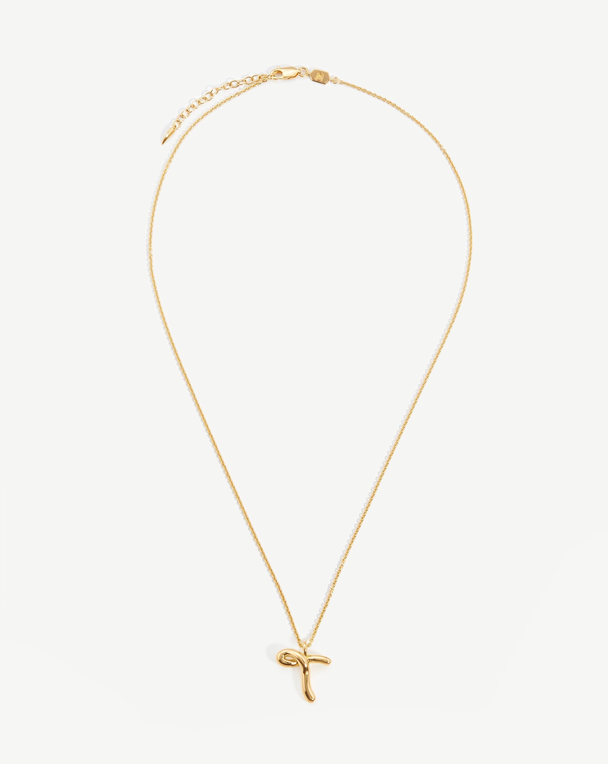 Curly Molten Initial Pendant Necklace - Initial T | 18ct Gold Plated Vermeil Necklaces Missoma 