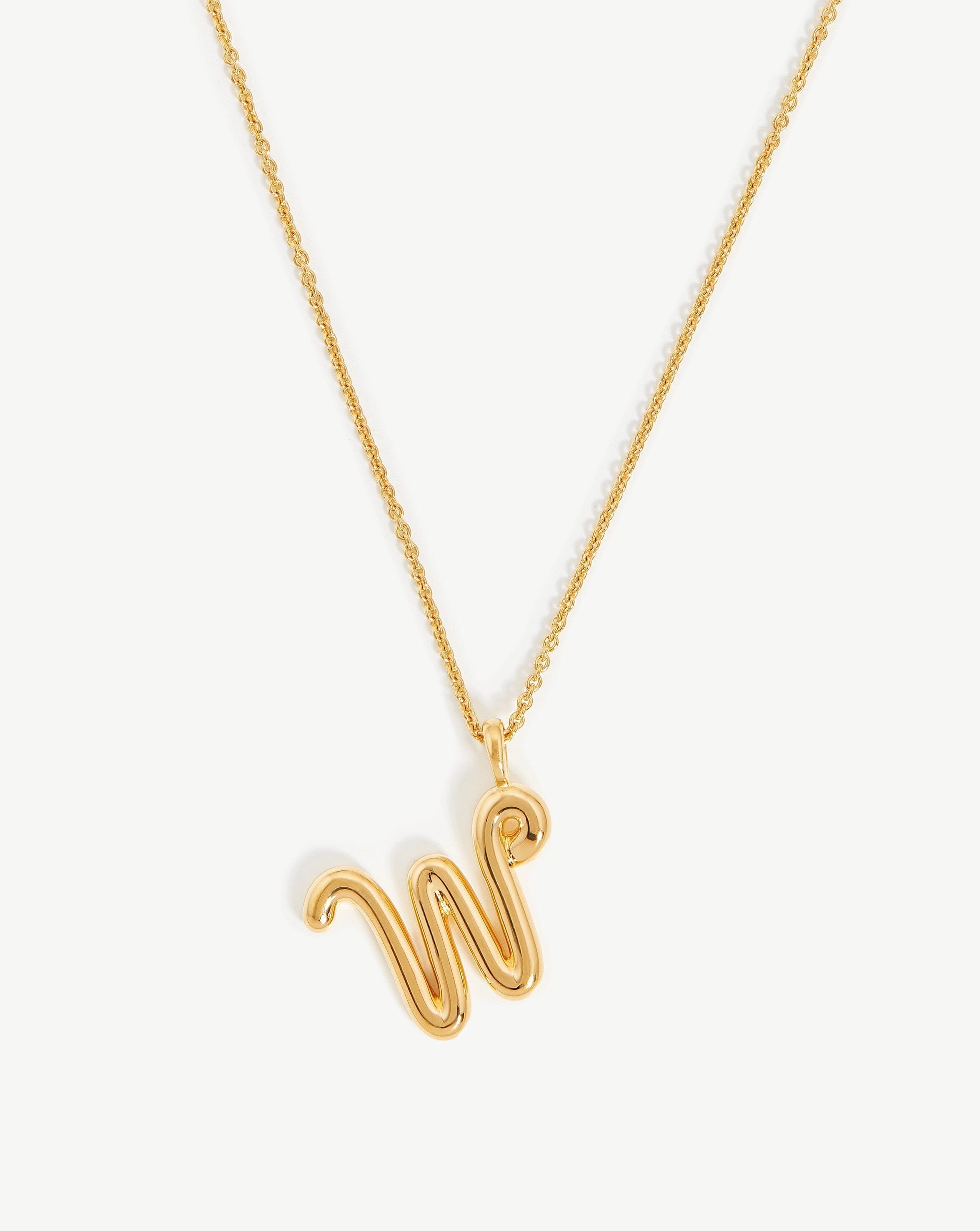 Curly Molten Initial Pendant Necklace - Initial W | 18ct Gold Plated Vermeil Necklaces Missoma 