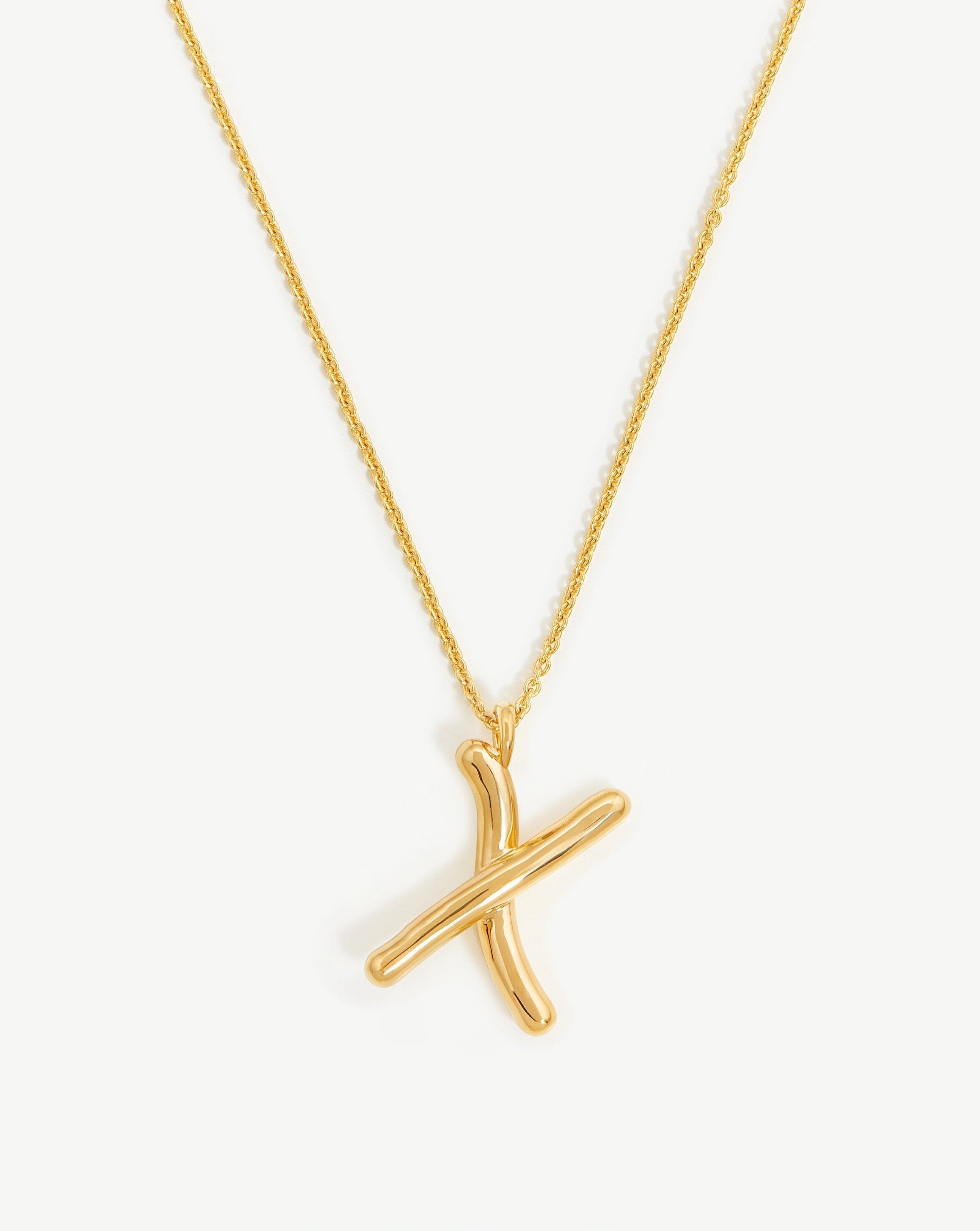 Curly Molten Initial Pendant Necklace - Initial X | 18ct Gold Plated Vermeil Necklaces Missoma 