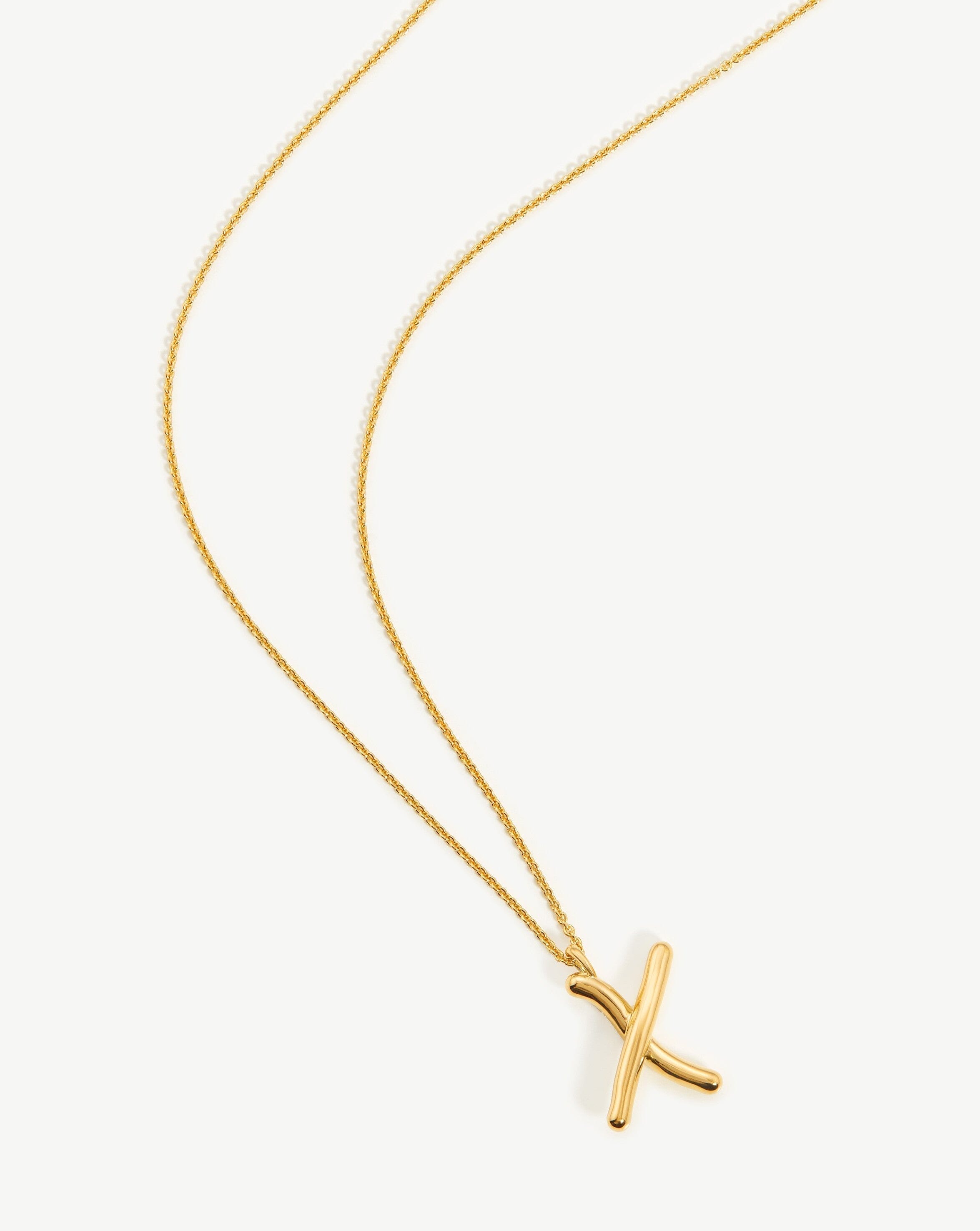 Curly Molten Initial Pendant Necklace - Initial X | 18ct Gold Plated Vermeil Necklaces Missoma 