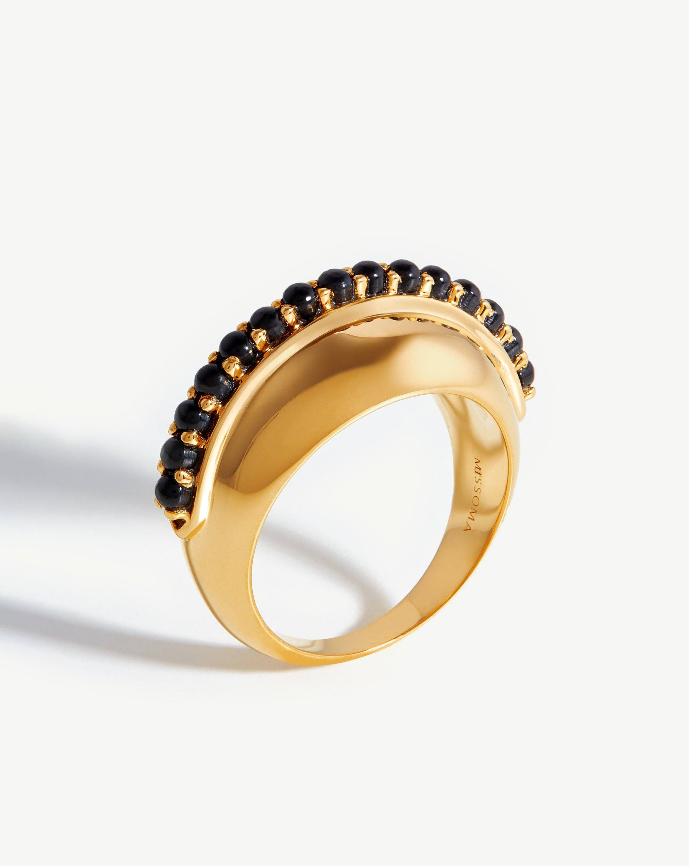 Dome Gemstone Ring | 18ct Gold Plated/Black Onyx Rings Missoma 
