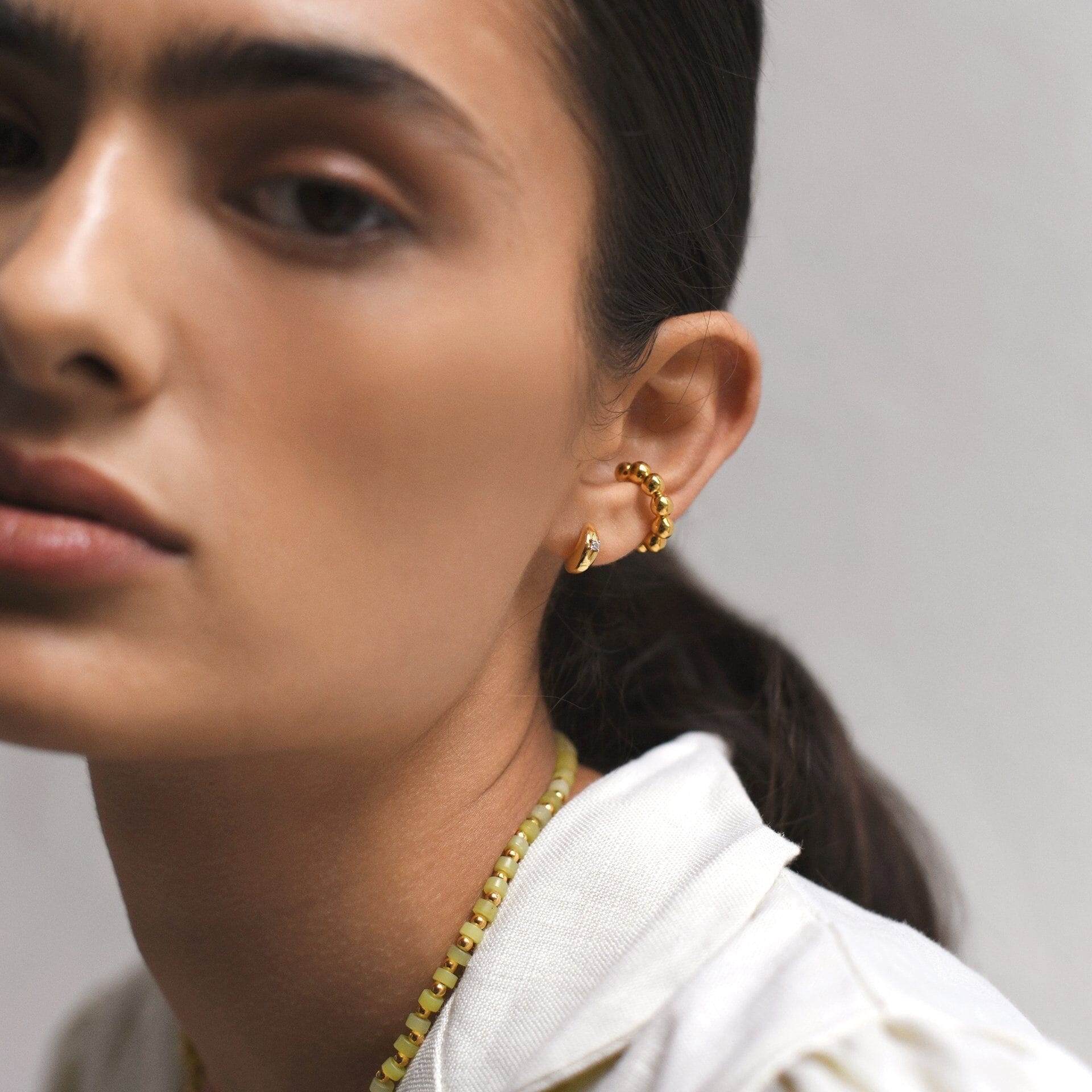 Dome Single Stone Mini Hoop Earrings | 18ct Gold Plated Vermeil/Cubic Zirconia Earrings Missoma 