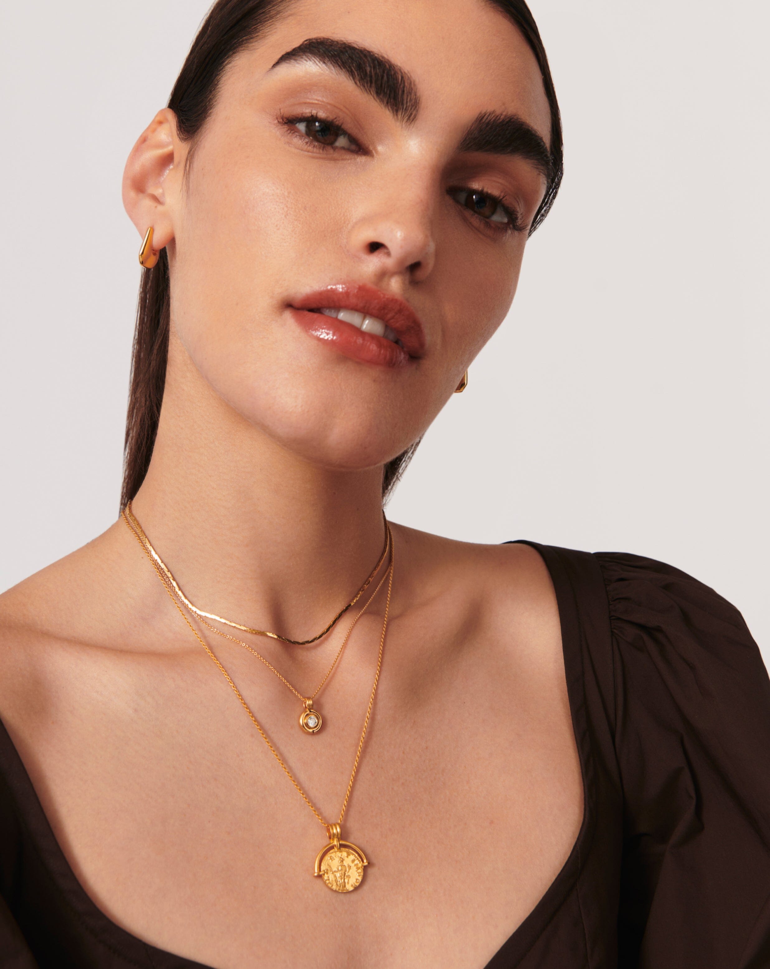 Enamel & Stone Byline Round Pendant Necklace | 18ct Gold Plated Vermeil/Cubic Zirconia Necklaces Missoma 