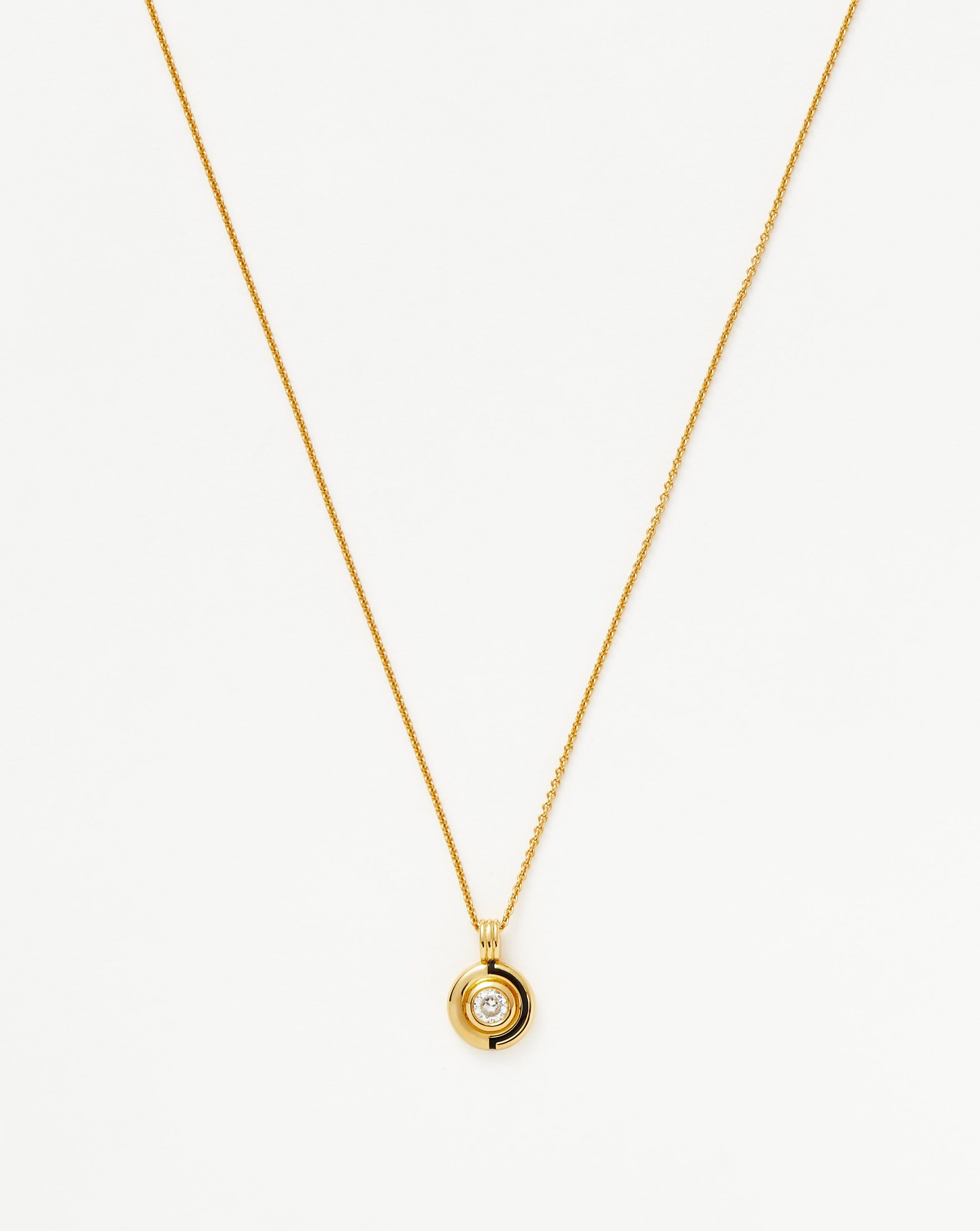 Enamel & Stone Byline Round Pendant Necklace | 18ct Gold Plated Vermeil/Cubic Zirconia Necklaces Missoma 
