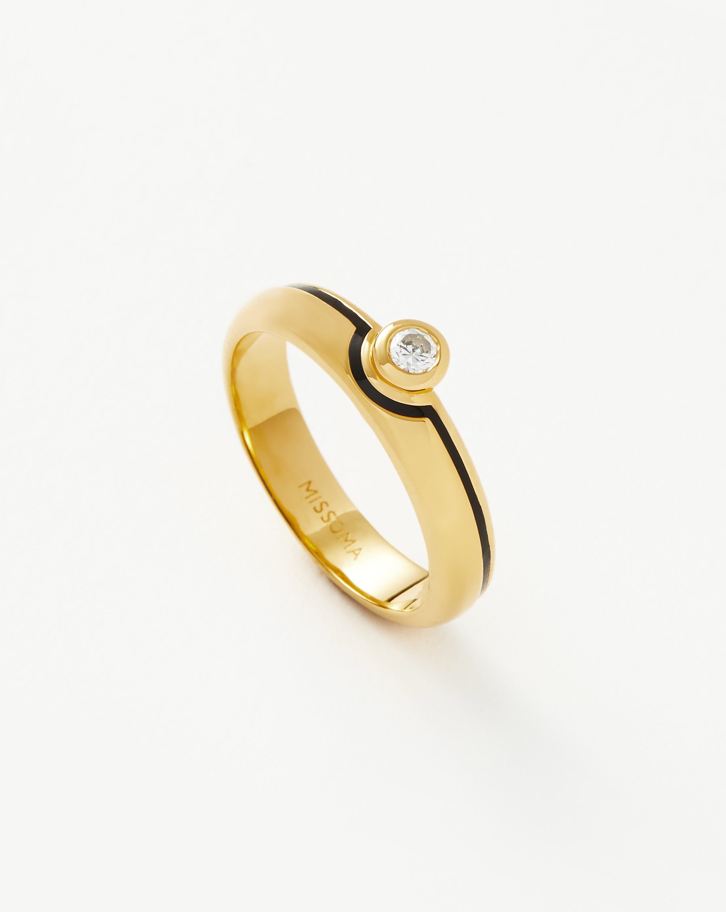 Enamel & Stone Byline Stacking Band Ring | 18ct Gold Plated Vermeil/Cubic Zirconia Rings Missoma 