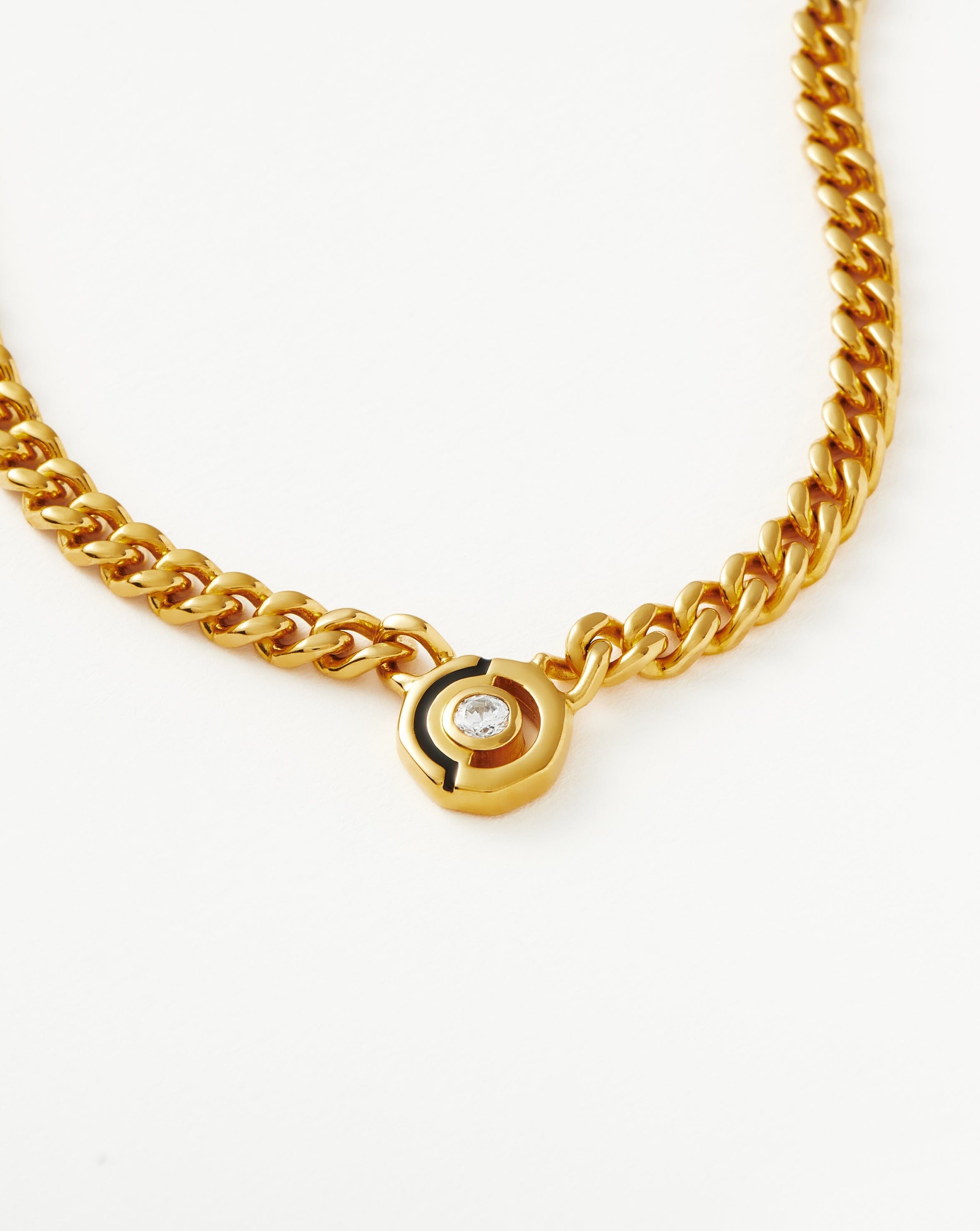 Enamel & Stone Floating Hex Pendant Chain Necklace | 18ct Gold Plated/Cubic Zirconia Necklaces Missoma 