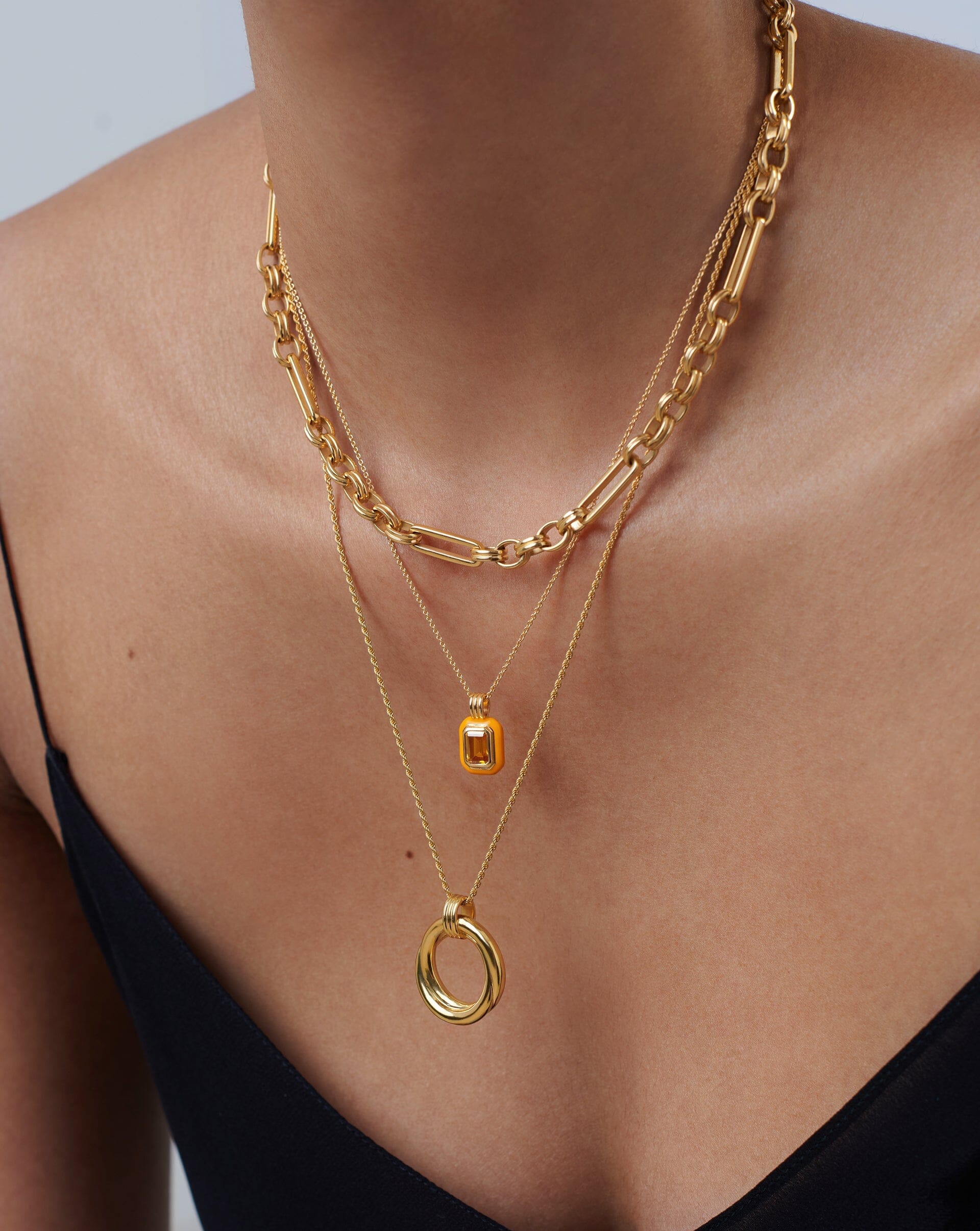 Enamel & Stone Pendant Necklace | 18ct Gold Plated Vermeil/Yellow Cubic Zirconia Necklaces Missoma 