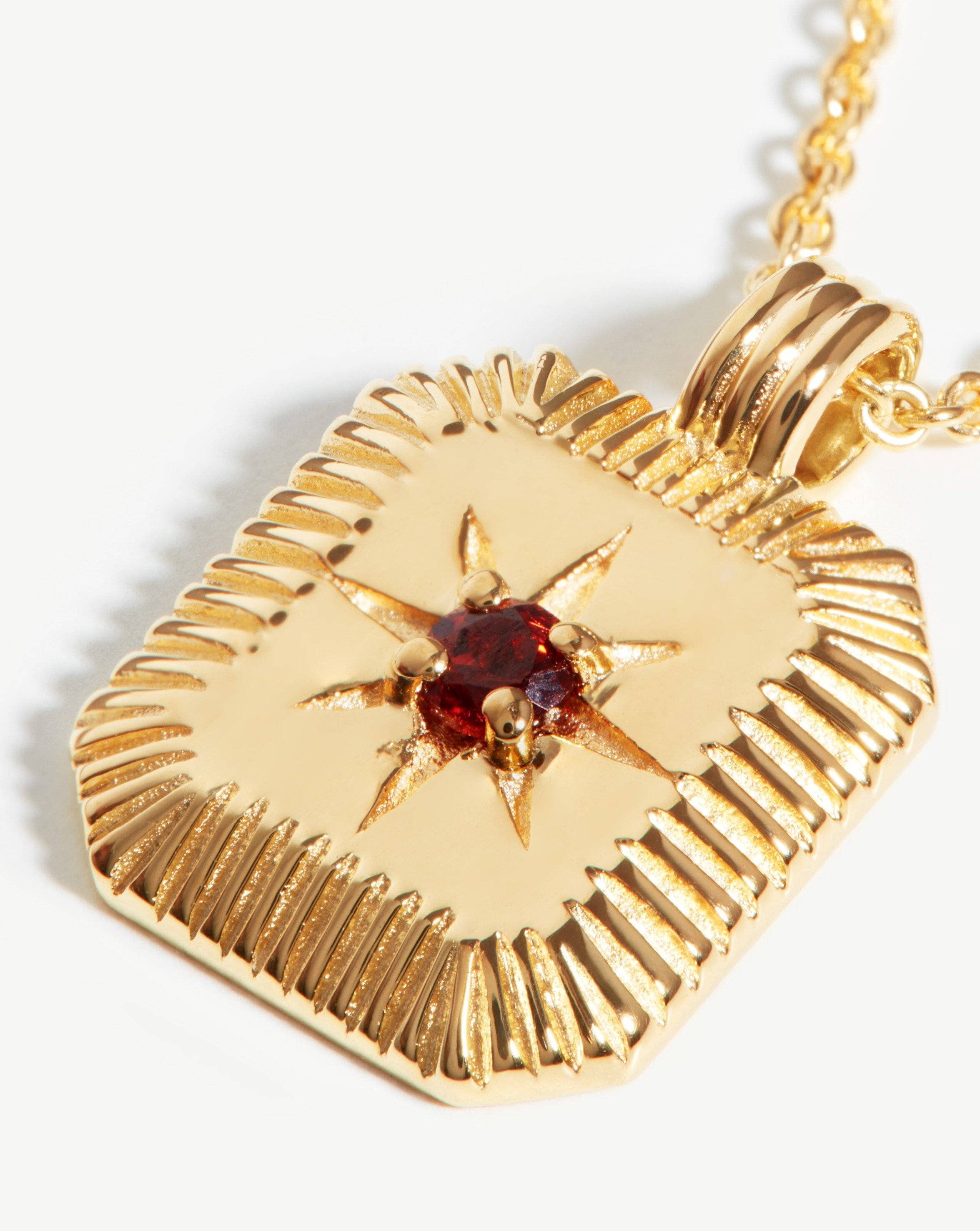 Engravable Birthstone Star Ridge Pendant Necklace - Garnet/January Necklaces Missoma 