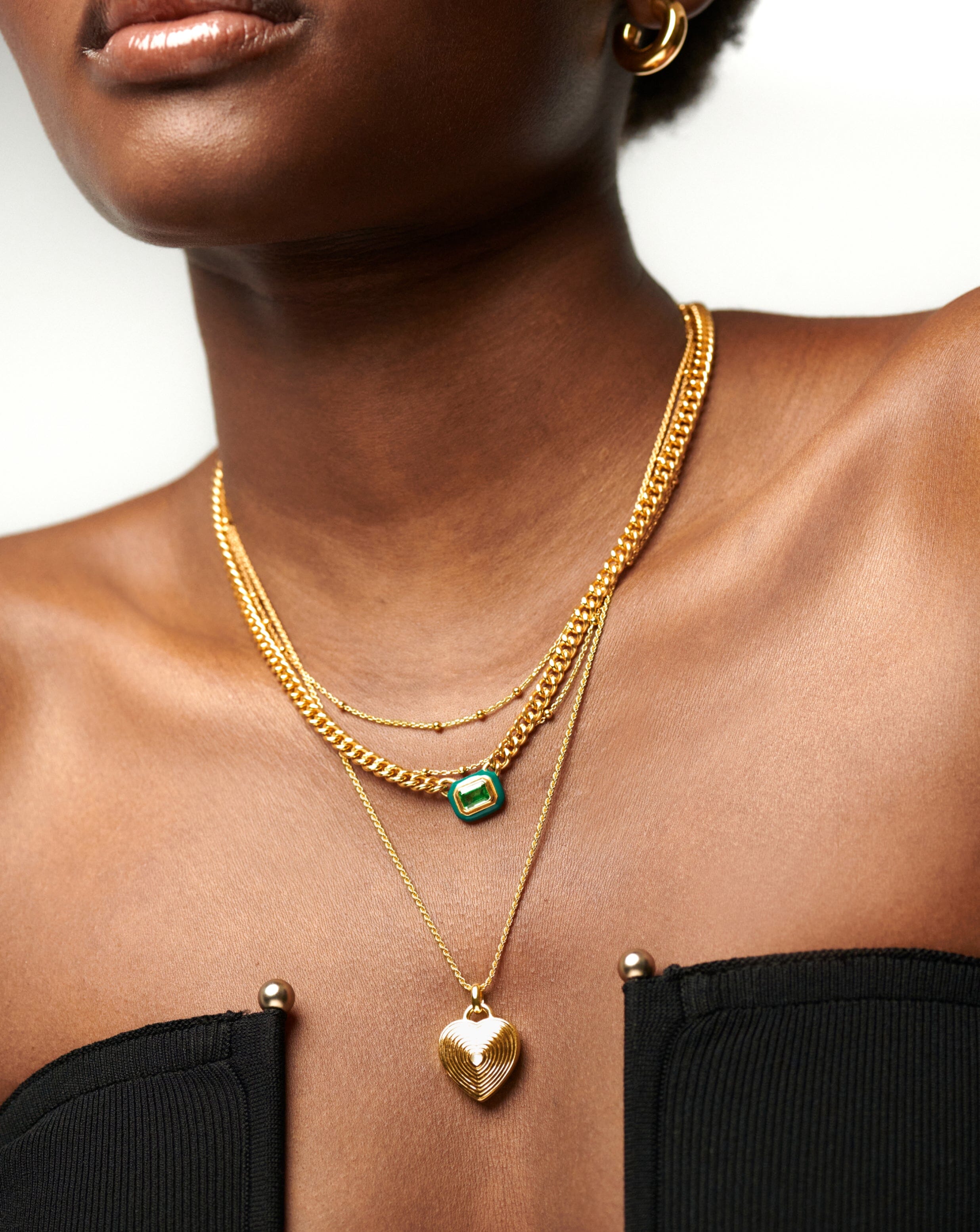 Engravable Heart Ridge Locket Pendant Necklace | 18ct Gold Plated Vermeil/Rainbow Moonstone Necklaces Missoma 