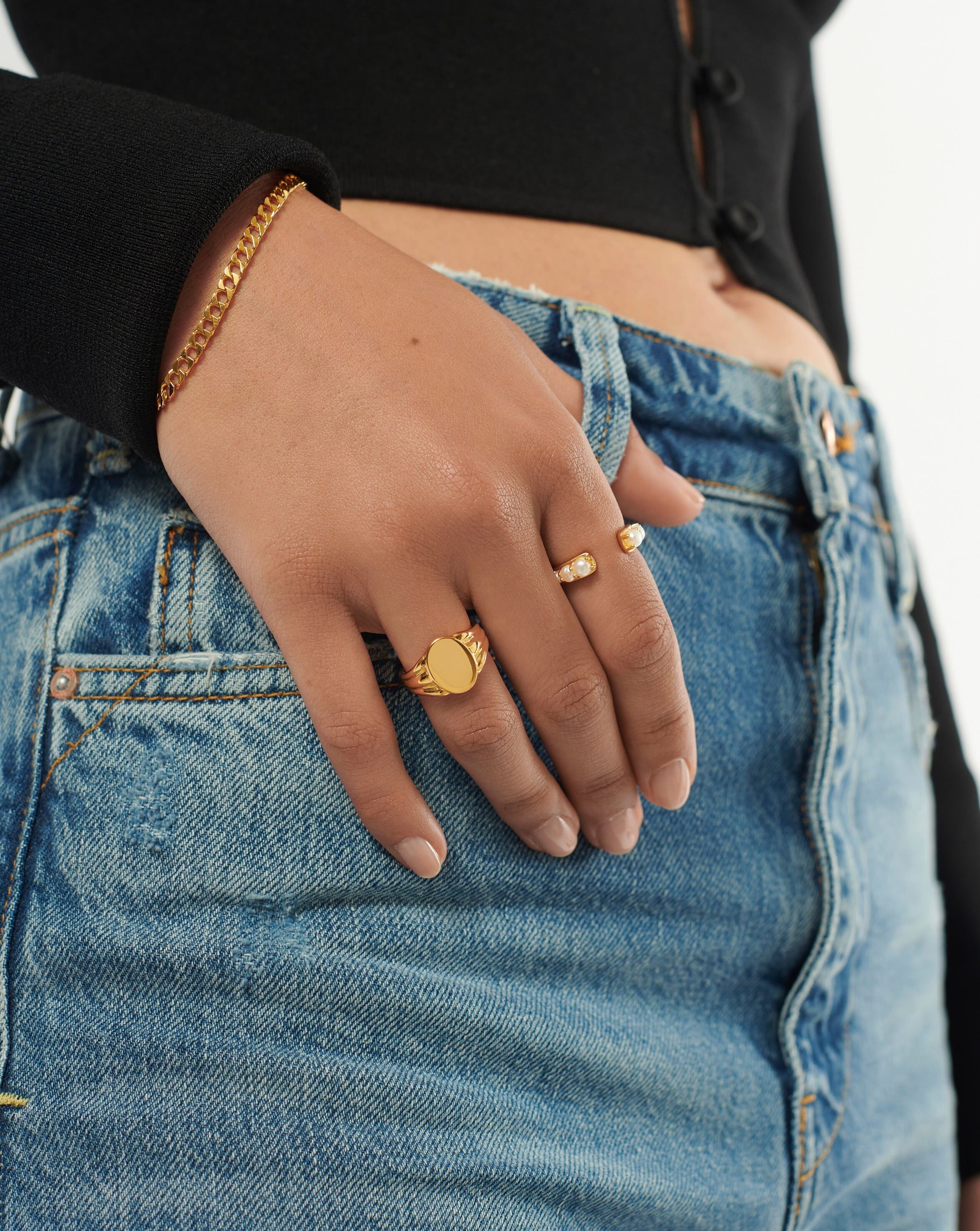 Engravable Oval Signet Ring | 18ct Gold Plated Vermeil Rings Missoma 