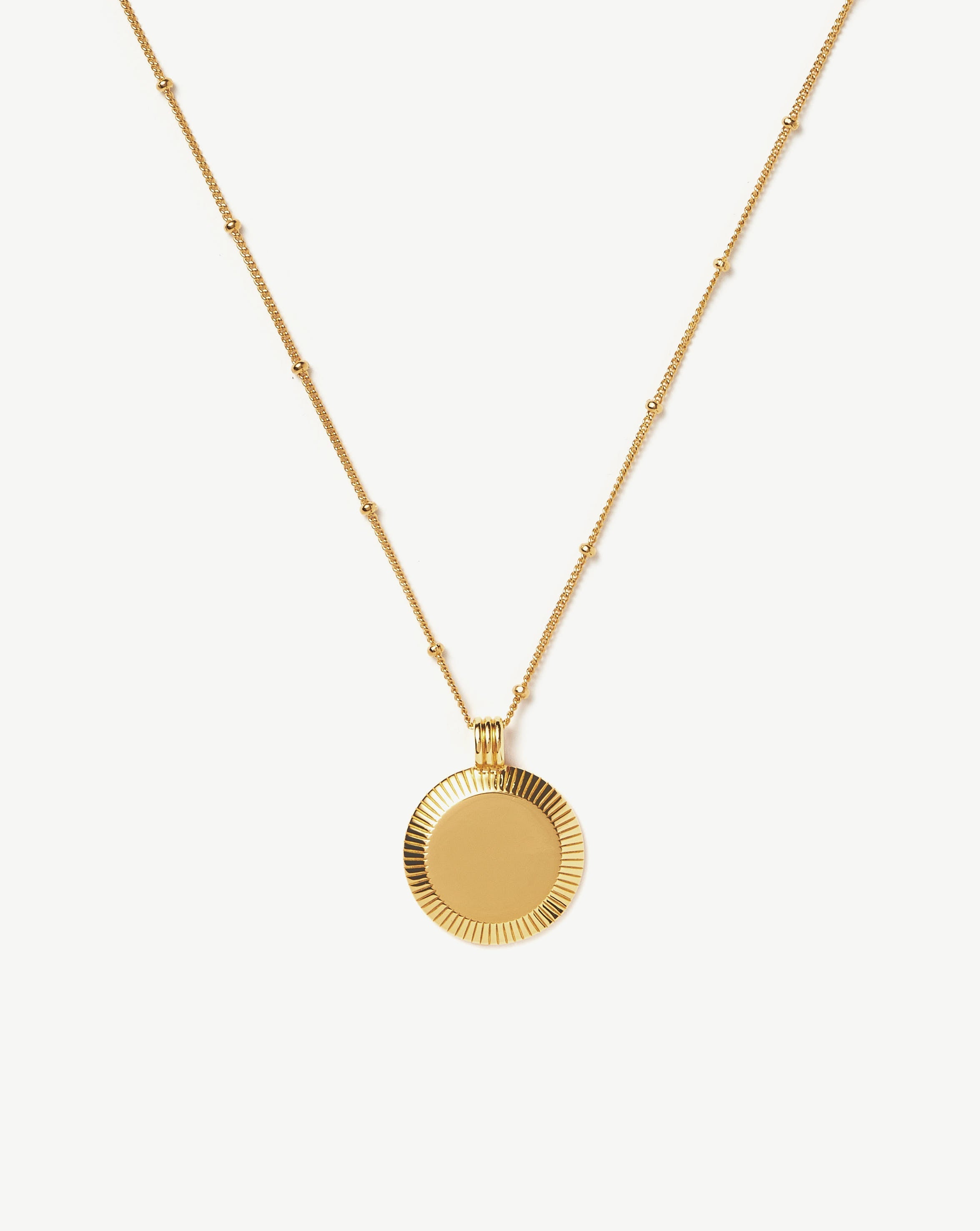 Engravable Round Ridge Pendant Necklace Necklace Missoma 18ct Gold Plated Vermeil