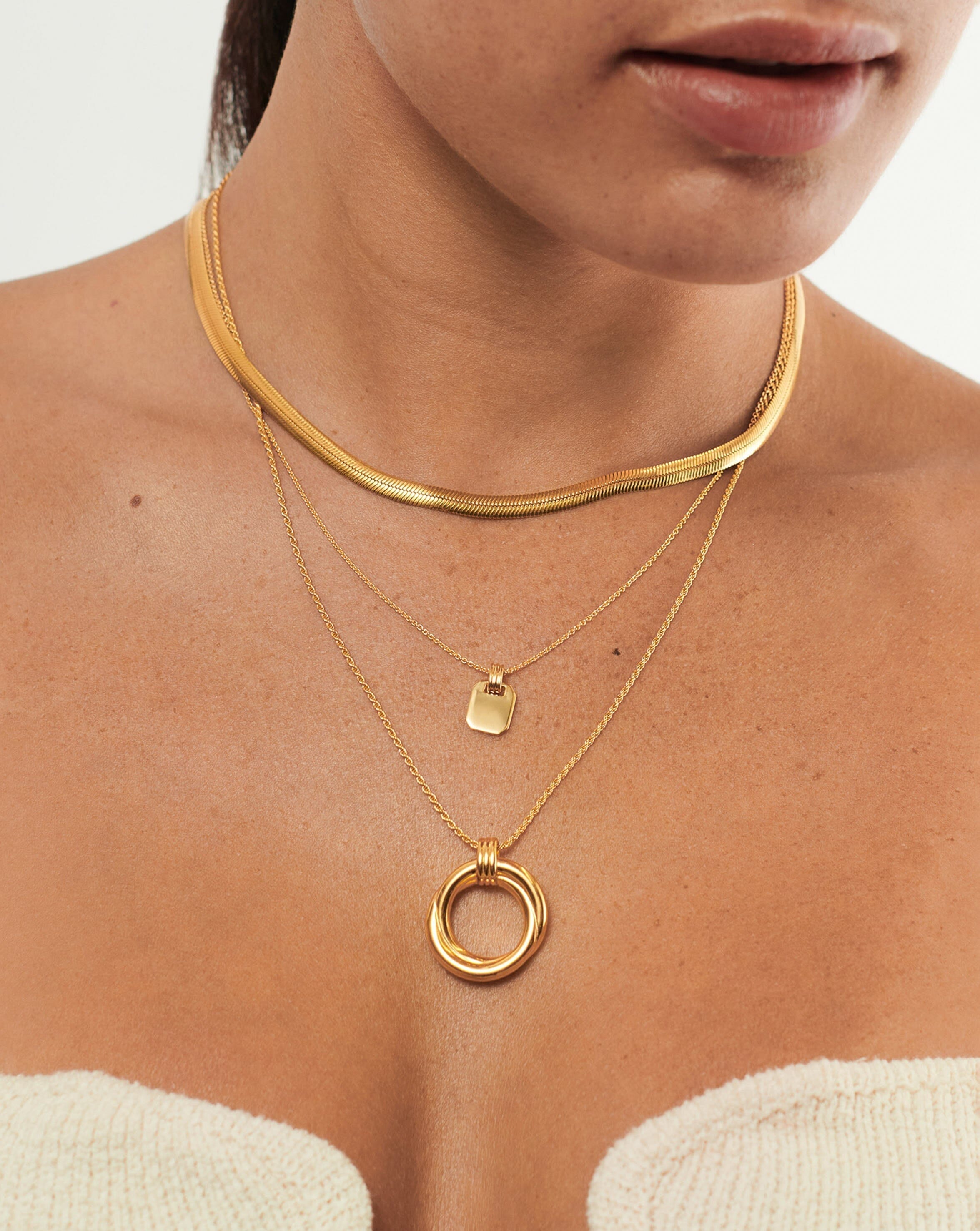 Engravable Small Tag Pendant Necklace | 18ct Gold Plated Vermeil Necklaces Missoma 