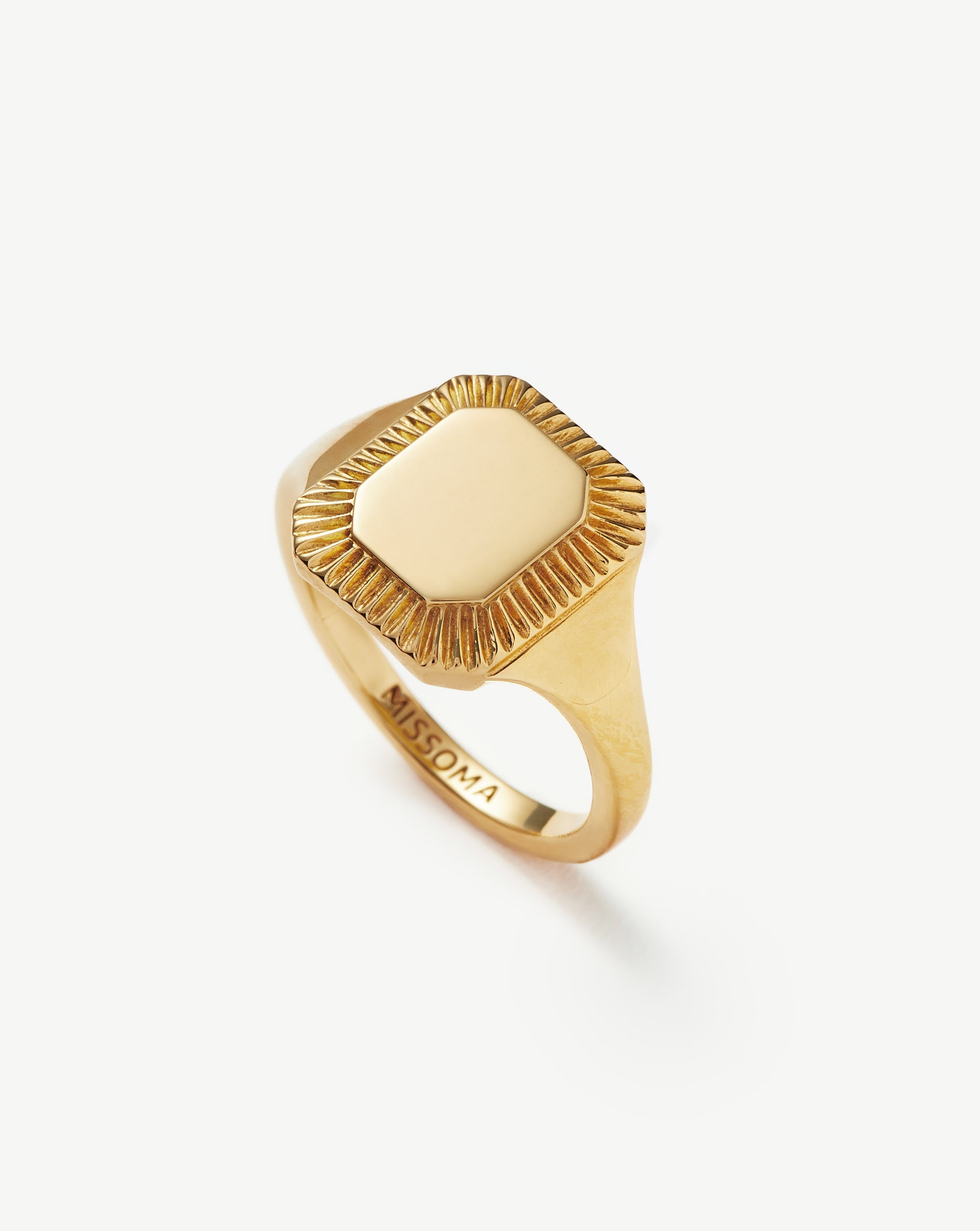 Engravable Square Ridge Signet Ring Ring Missoma 18ct Gold Plated Vermeil H