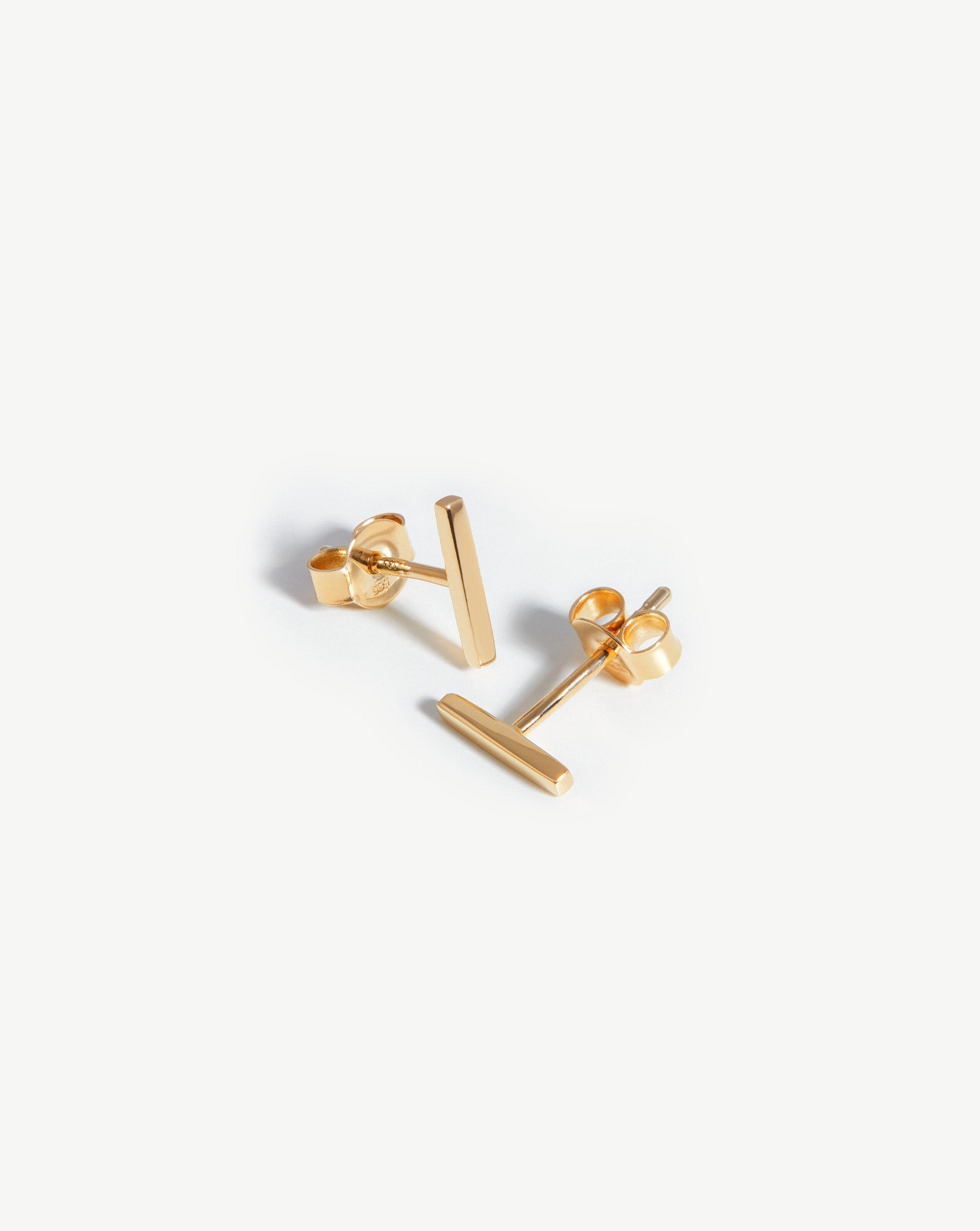 Fine Bar Stud Earrings | 14ct Solid Gold Earrings Missoma 