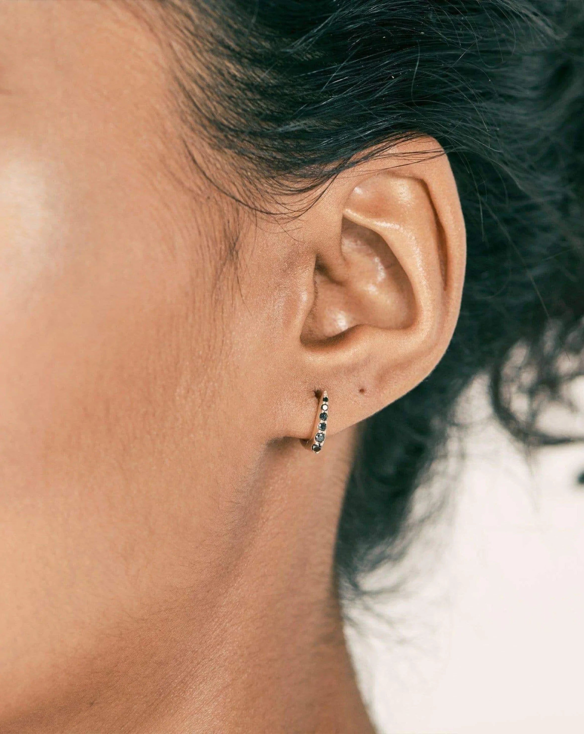 Fine Claw Huggies | 14ct Solid Gold/Black Diamond Earrings Missoma 