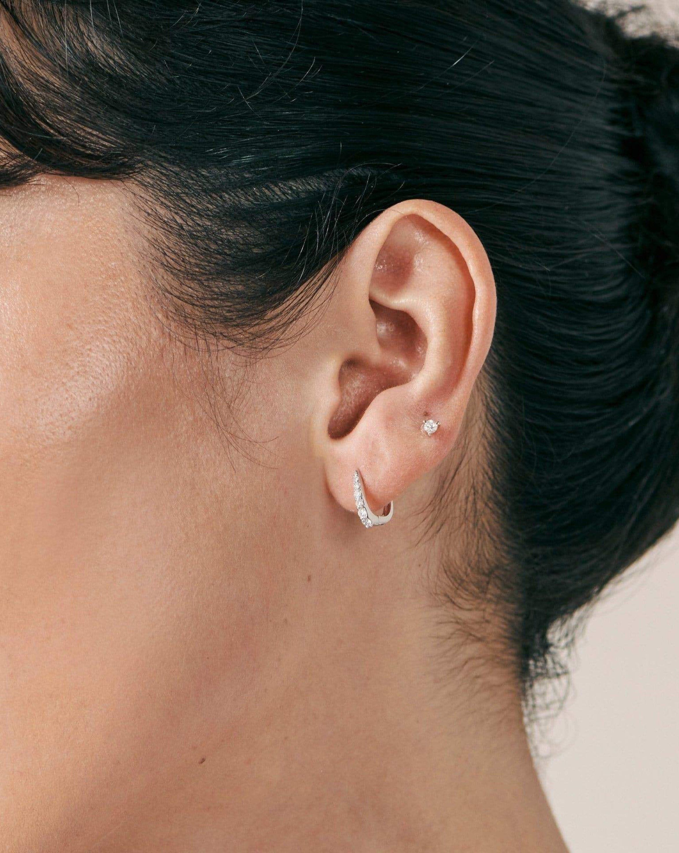 Fine Claw Huggies | 14ct White Gold/Diamond Earrings Missoma 