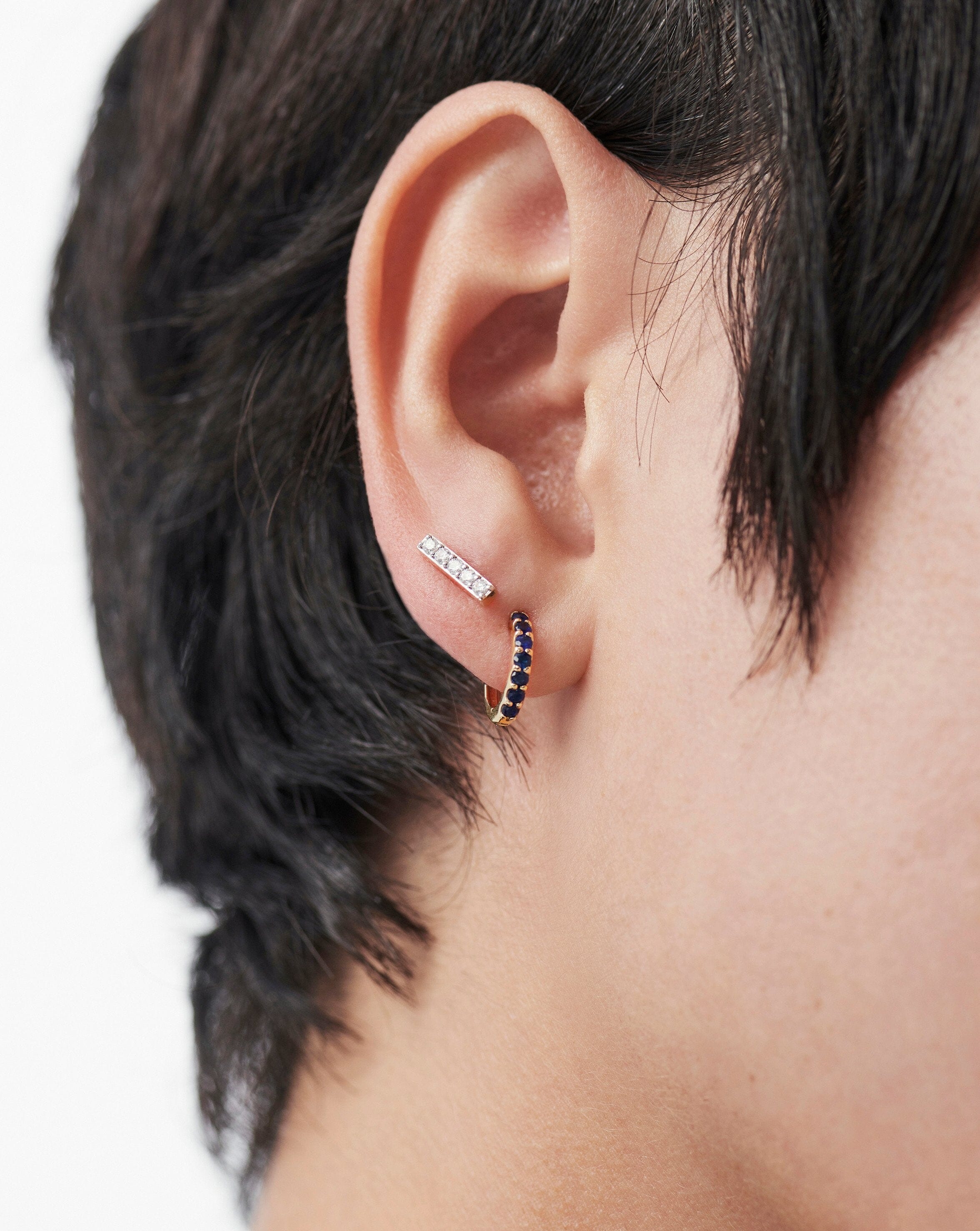 Fine Diamond Bar Stud Earrings | 14ct Solid Gold/Diamond Earrings Missoma 