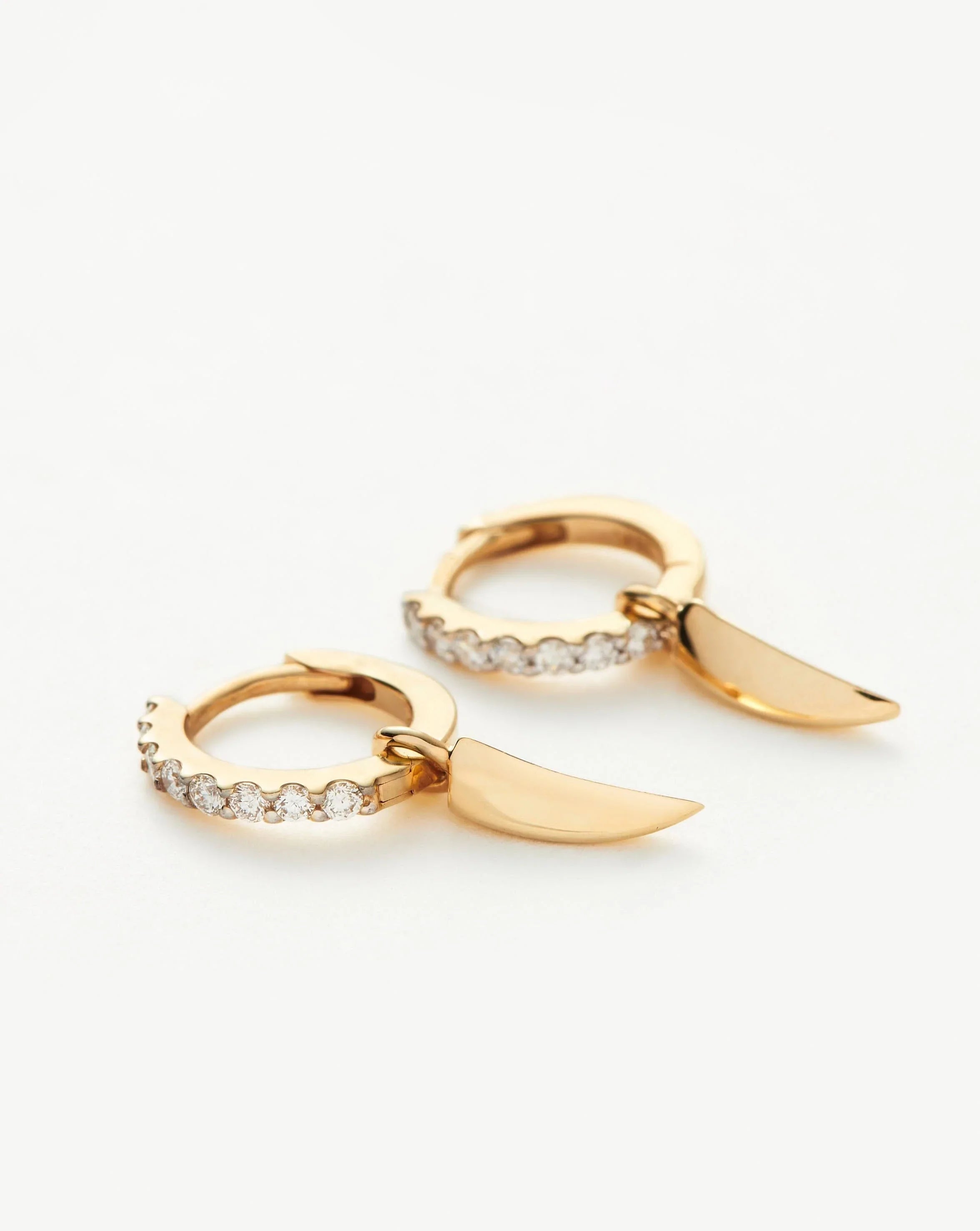 Fine Diamond Claw Charm Hoop Earrings | 14ct Solid Gold Earrings Missoma 