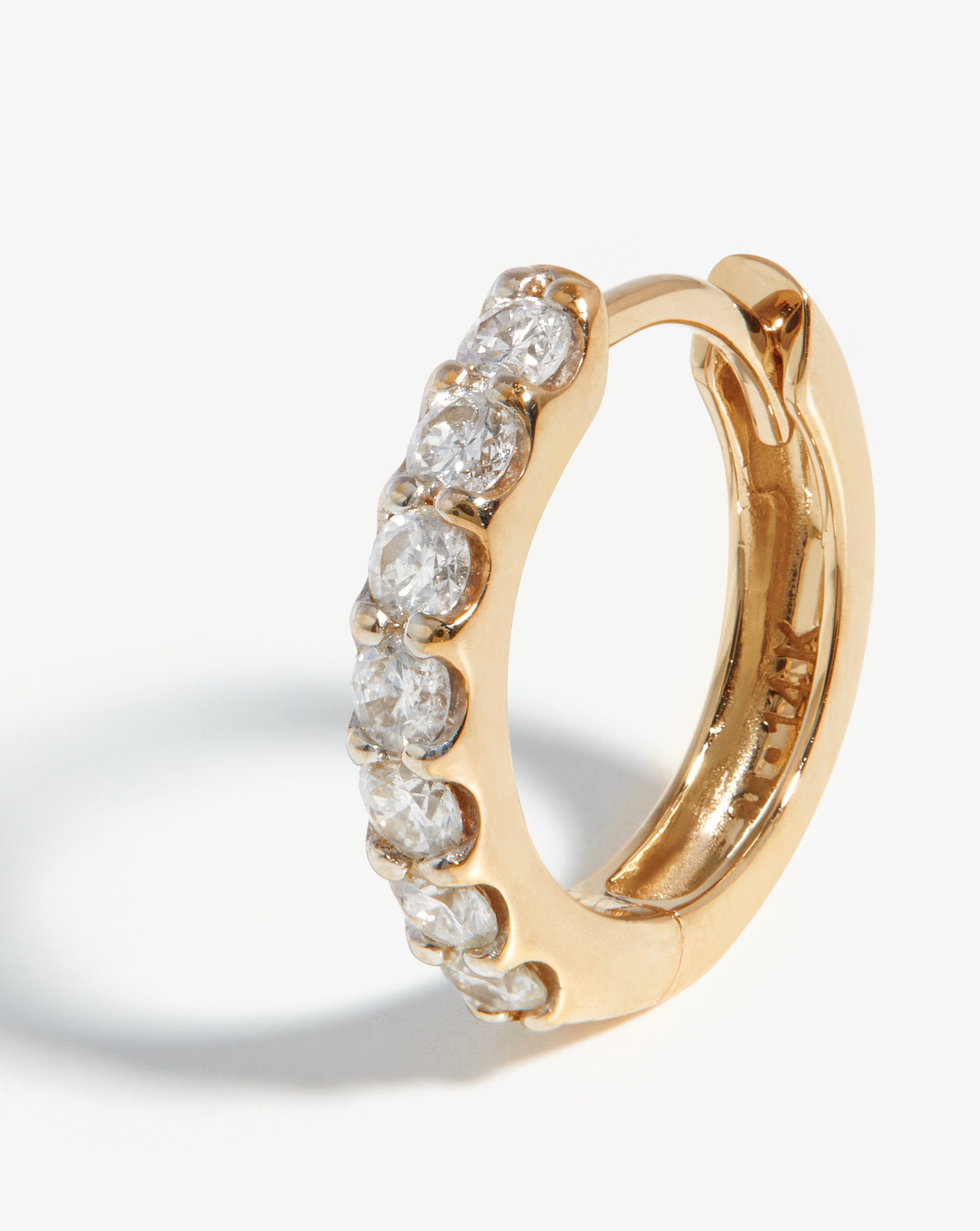 Fine Diamond Huggies | 14ct Solid Gold/Diamond Earrings Missoma 