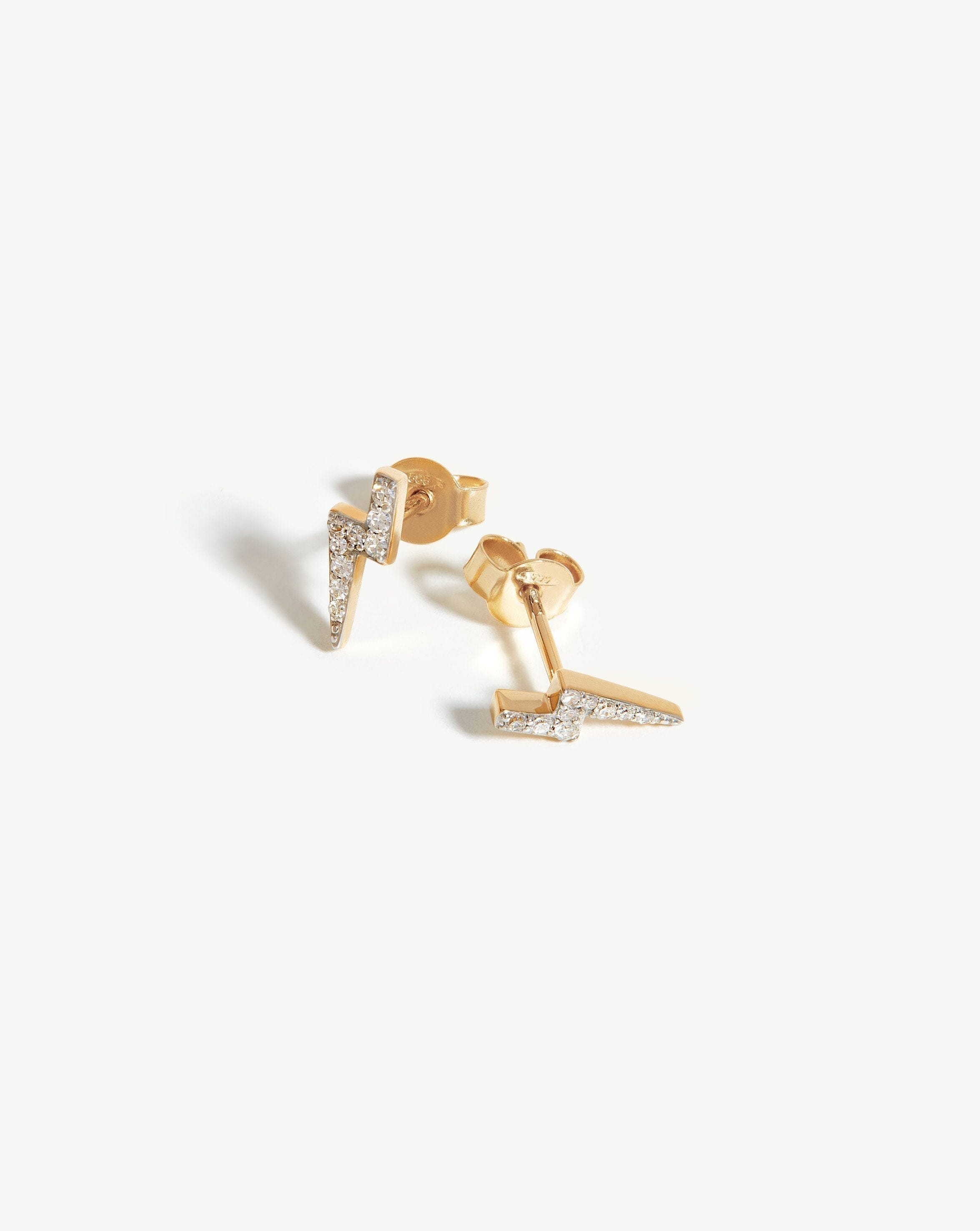 Fine Diamond Lightning Stud Earrings | 14ct Solid Gold/Diamond Earrings Missoma 