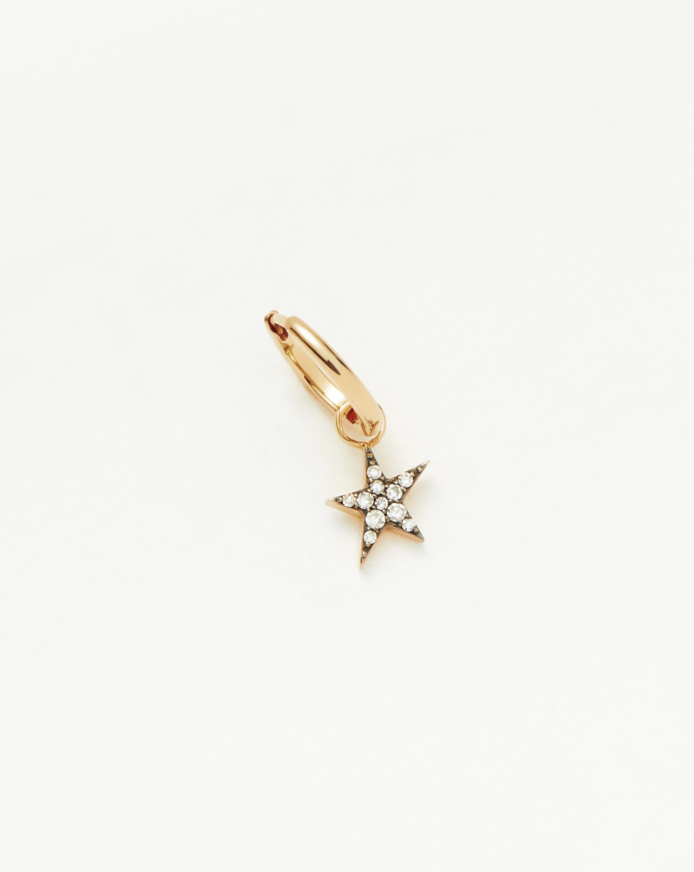 Fine Diamond Single Star Charm Hoop Earring | 14ct Solid Gold/Diamond Earrings Missoma 