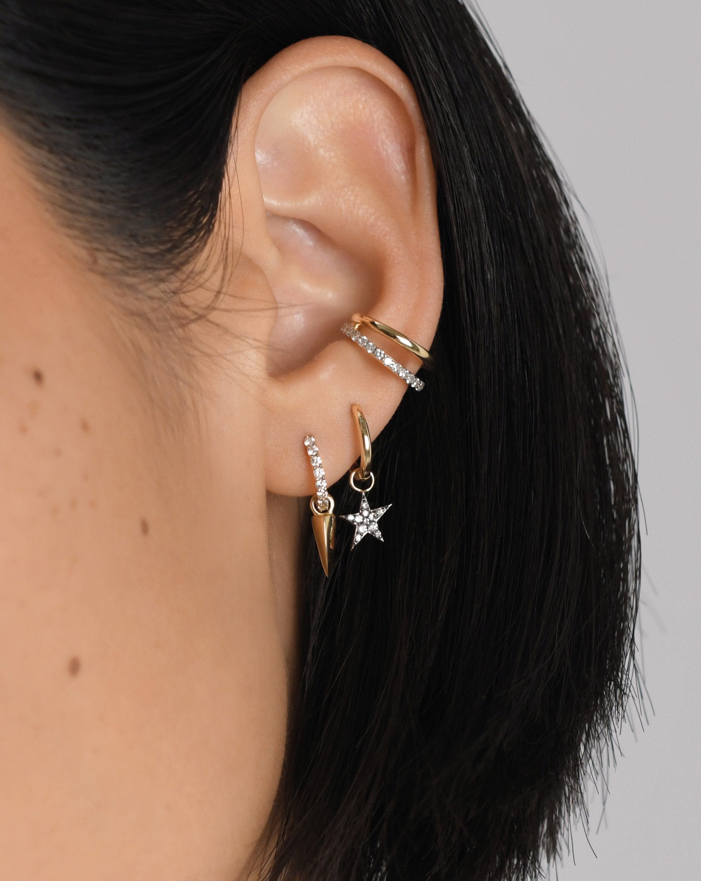 Fine Diamond Single Star Charm Hoop Earring | 14ct Solid Gold/Diamond Earrings Missoma 