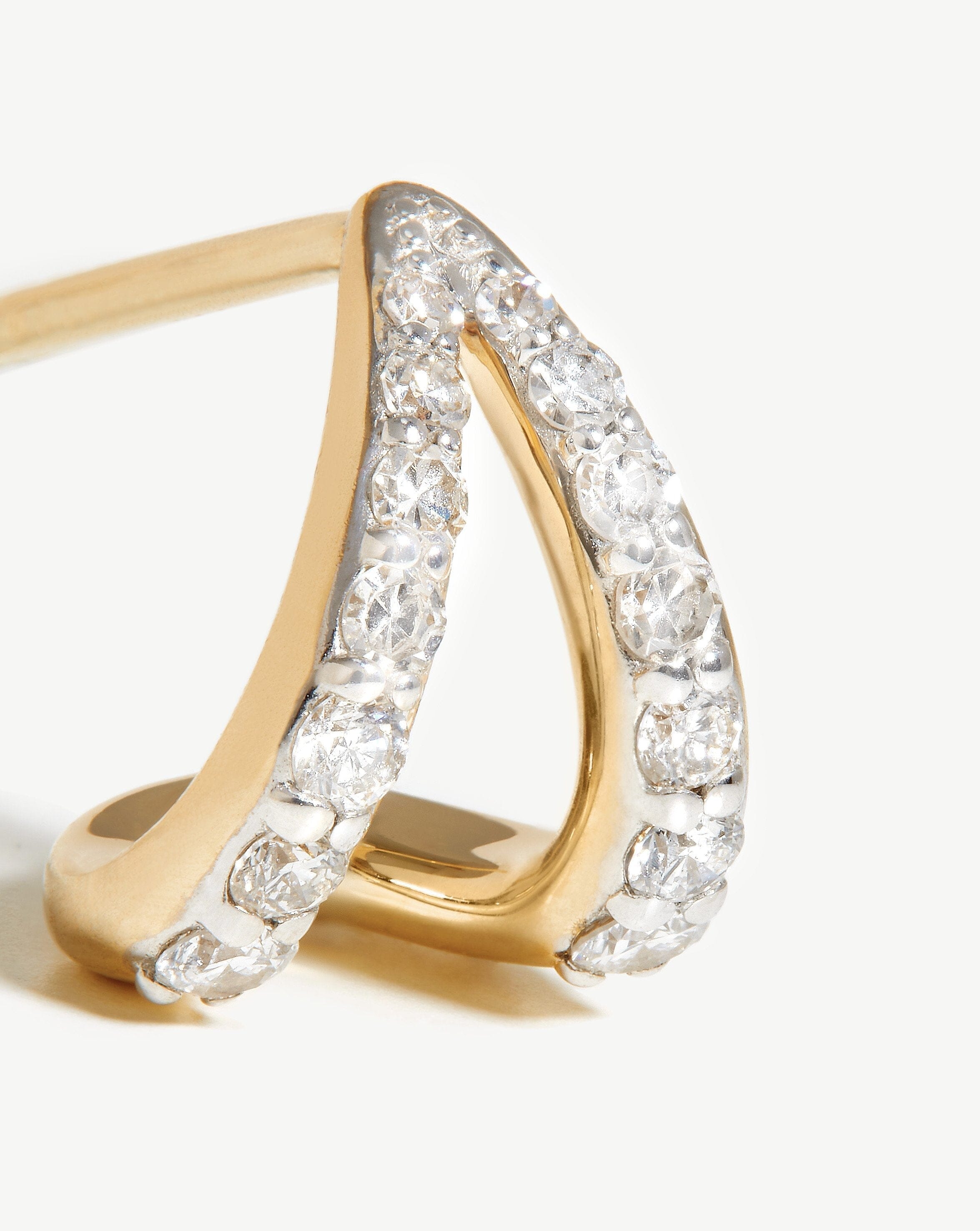 Fine Diamond Wishbone Huggies | 14ct Solid Gold/Diamond Earrings Missoma 