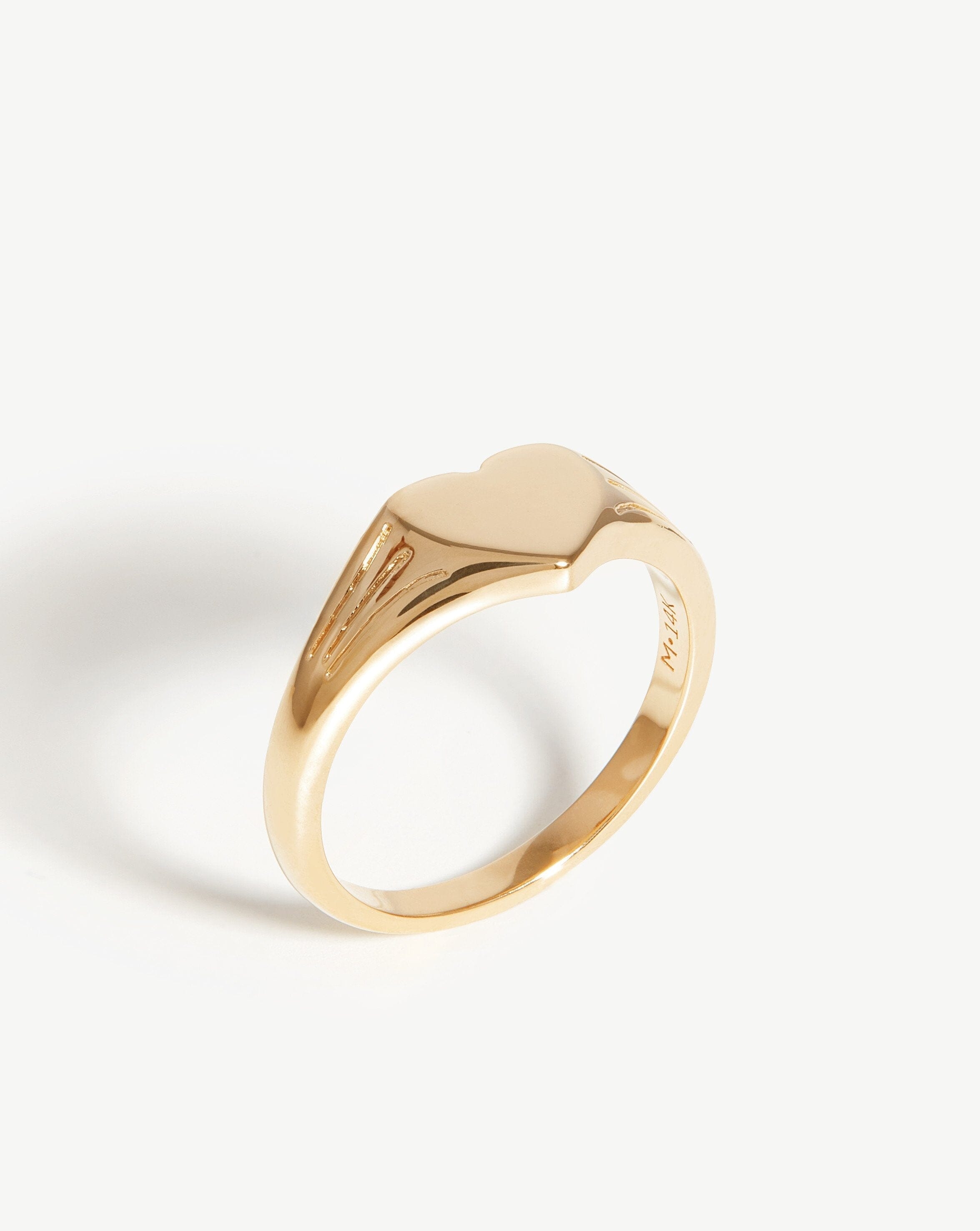 Fine Engravable Heart Signet Ring | 14ct Solid Gold Rings Missoma 