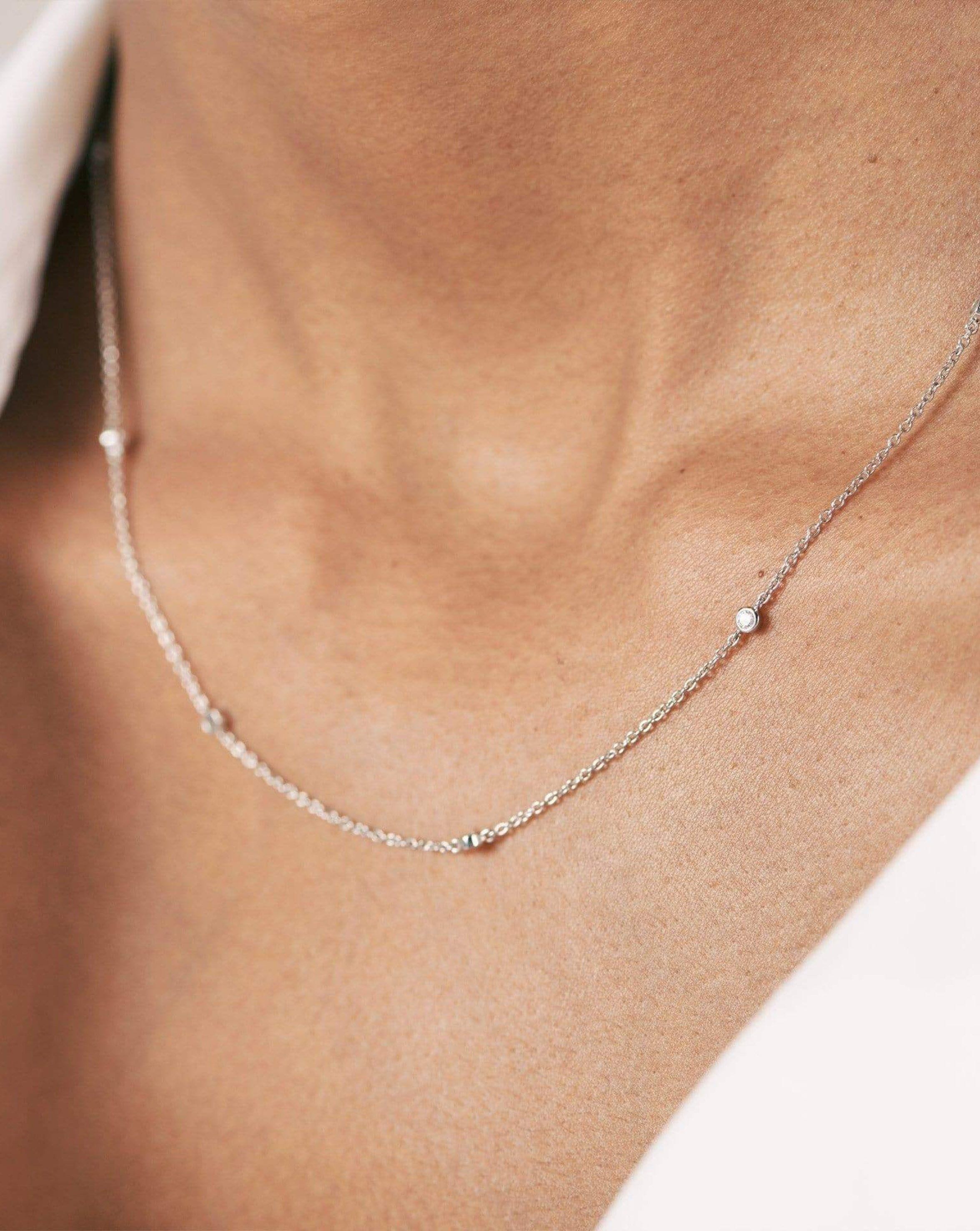 Fine Floating Diamond Necklace | 14ct White Gold Necklaces Missoma 