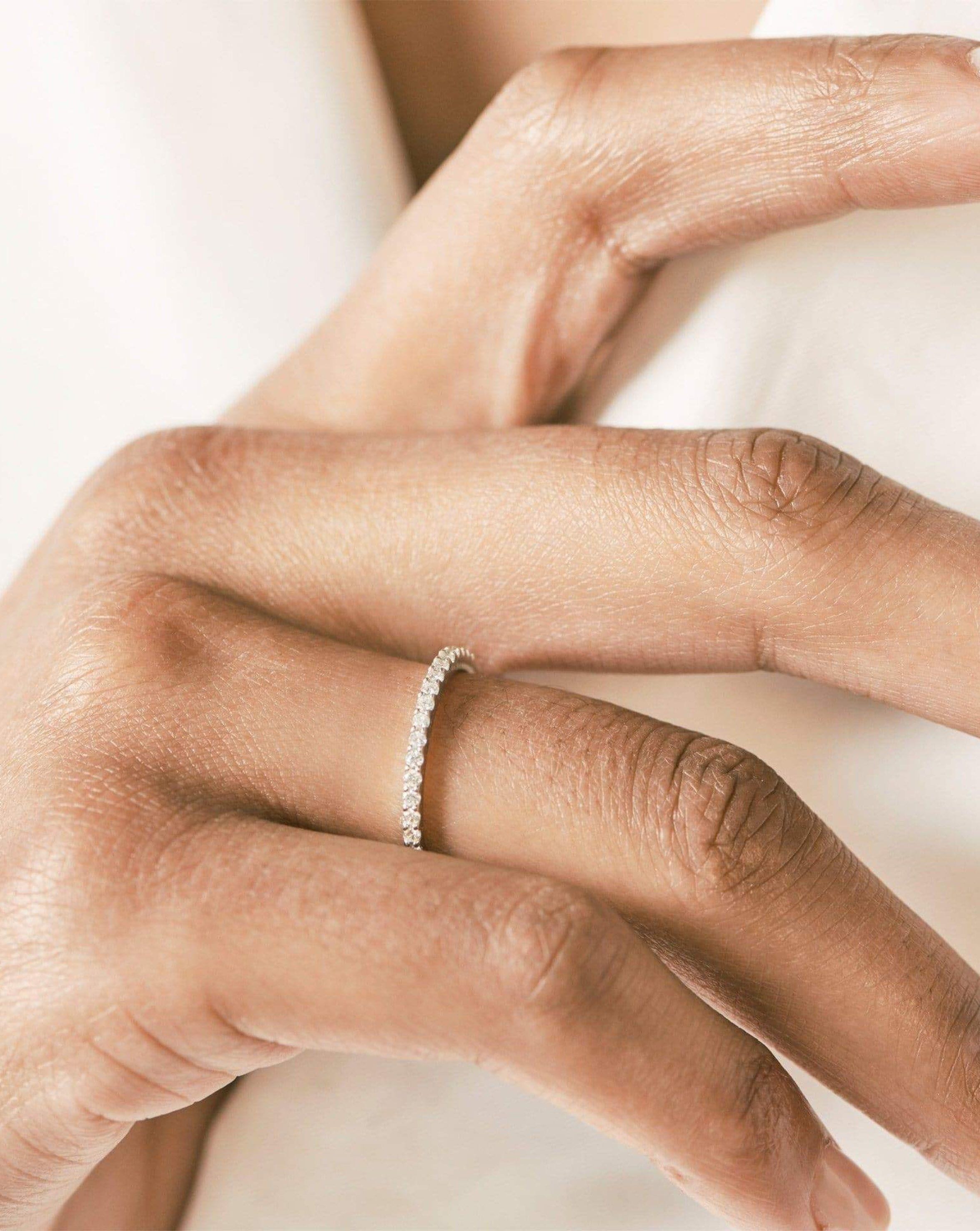 Fine Slim Half Eternity Ring | 14ct White Gold/Diamond Rings Missoma 