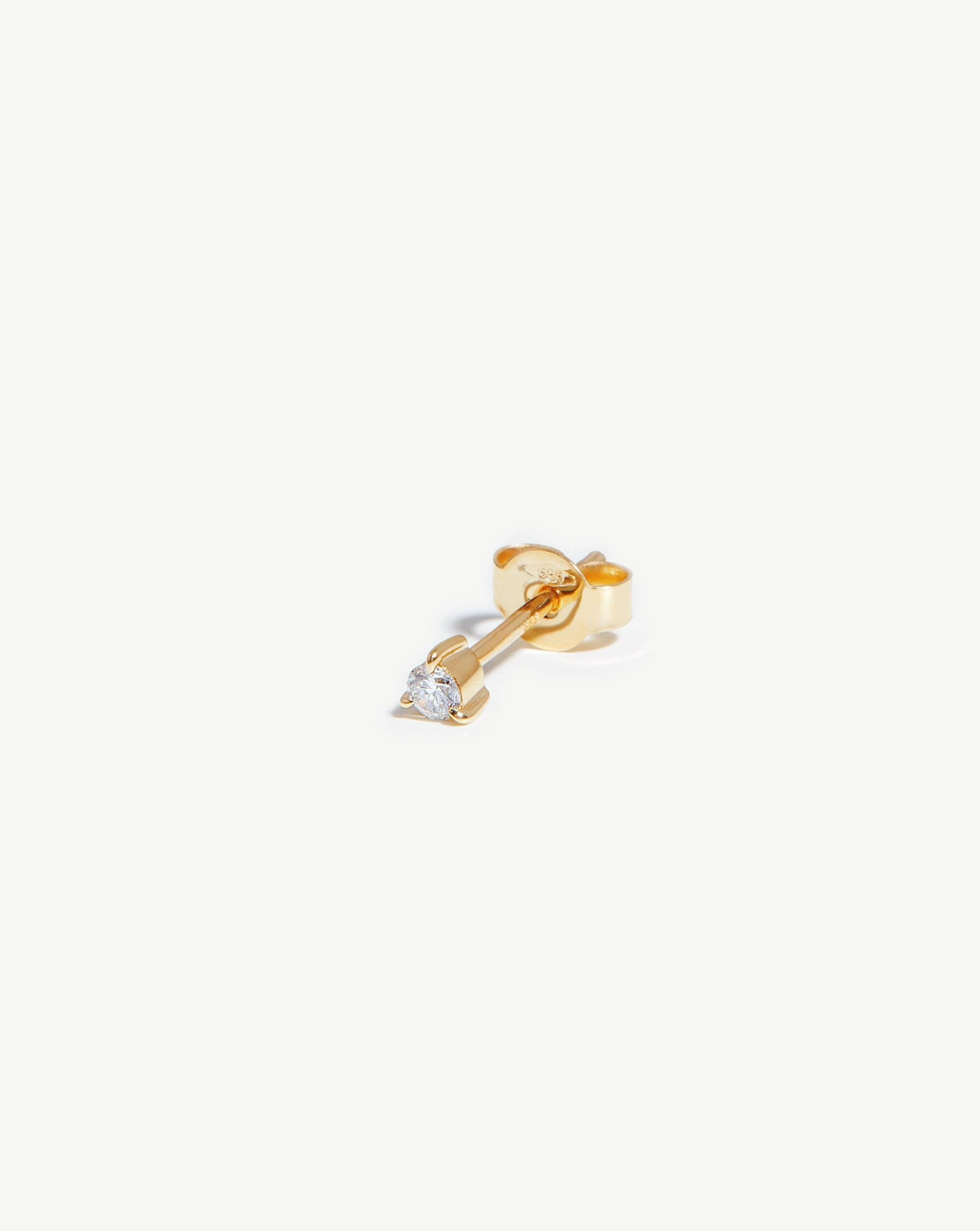 Fine Small Single Solitaire Diamond Stud Earring | 14ct Solid Gold/Diamond Earrings Missoma 
