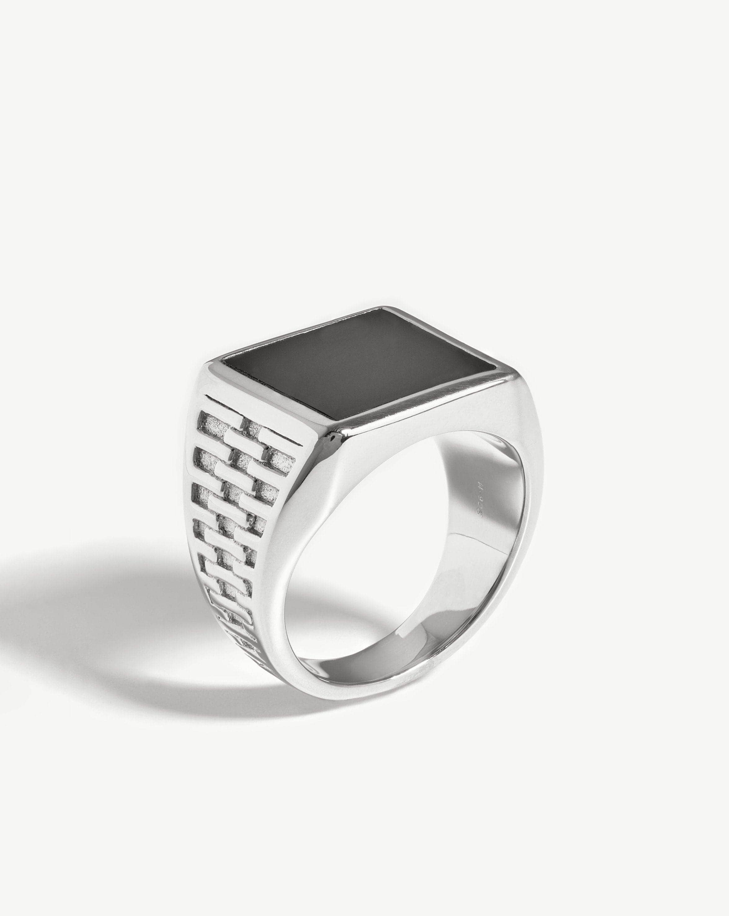 Fused Woven Gemstone Square Signet Ring | Sterling Silver/Black Onyx Rings Missoma 