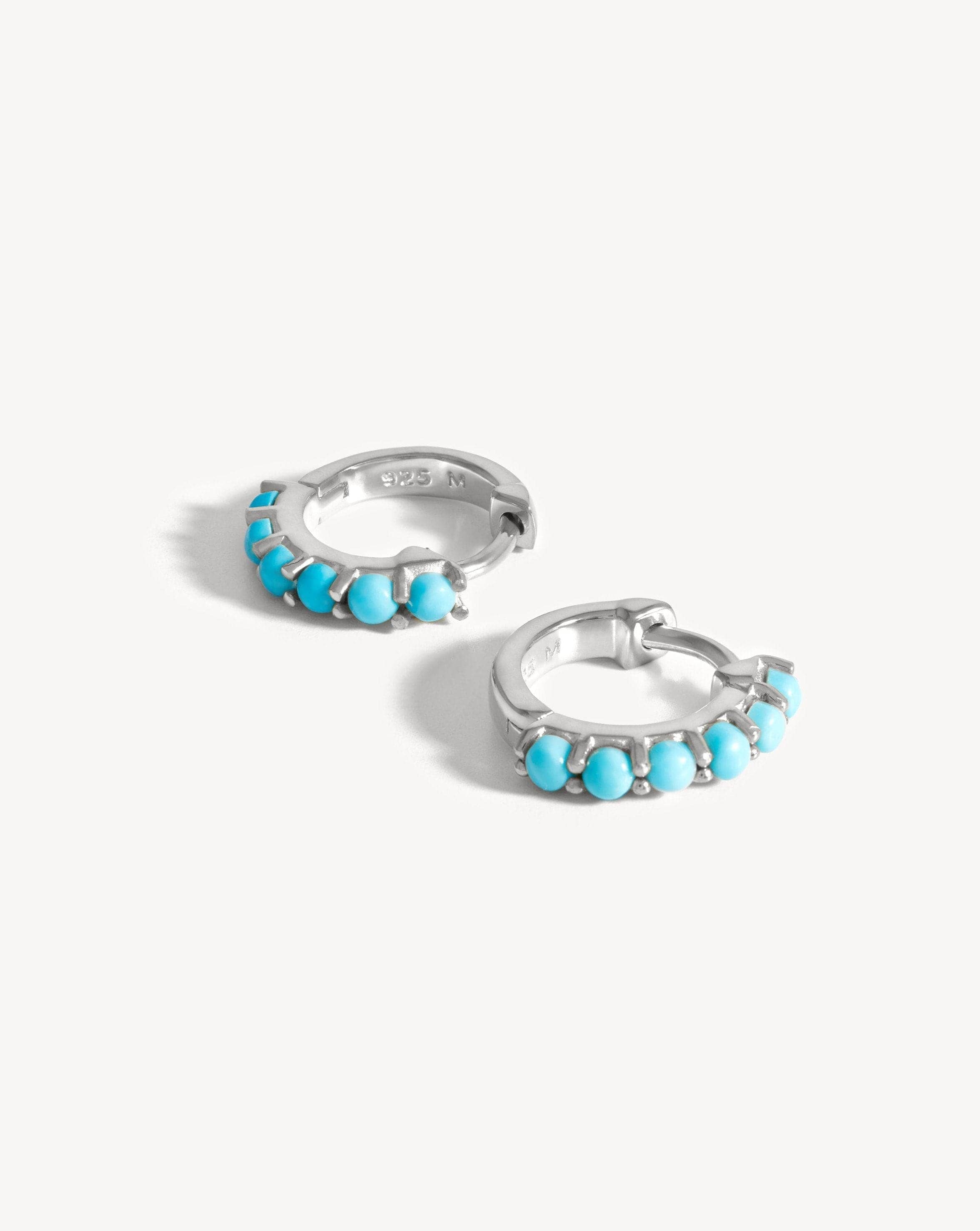 Gemstone Huggies | Sterling Silver/Turquoise Earrings Missoma 