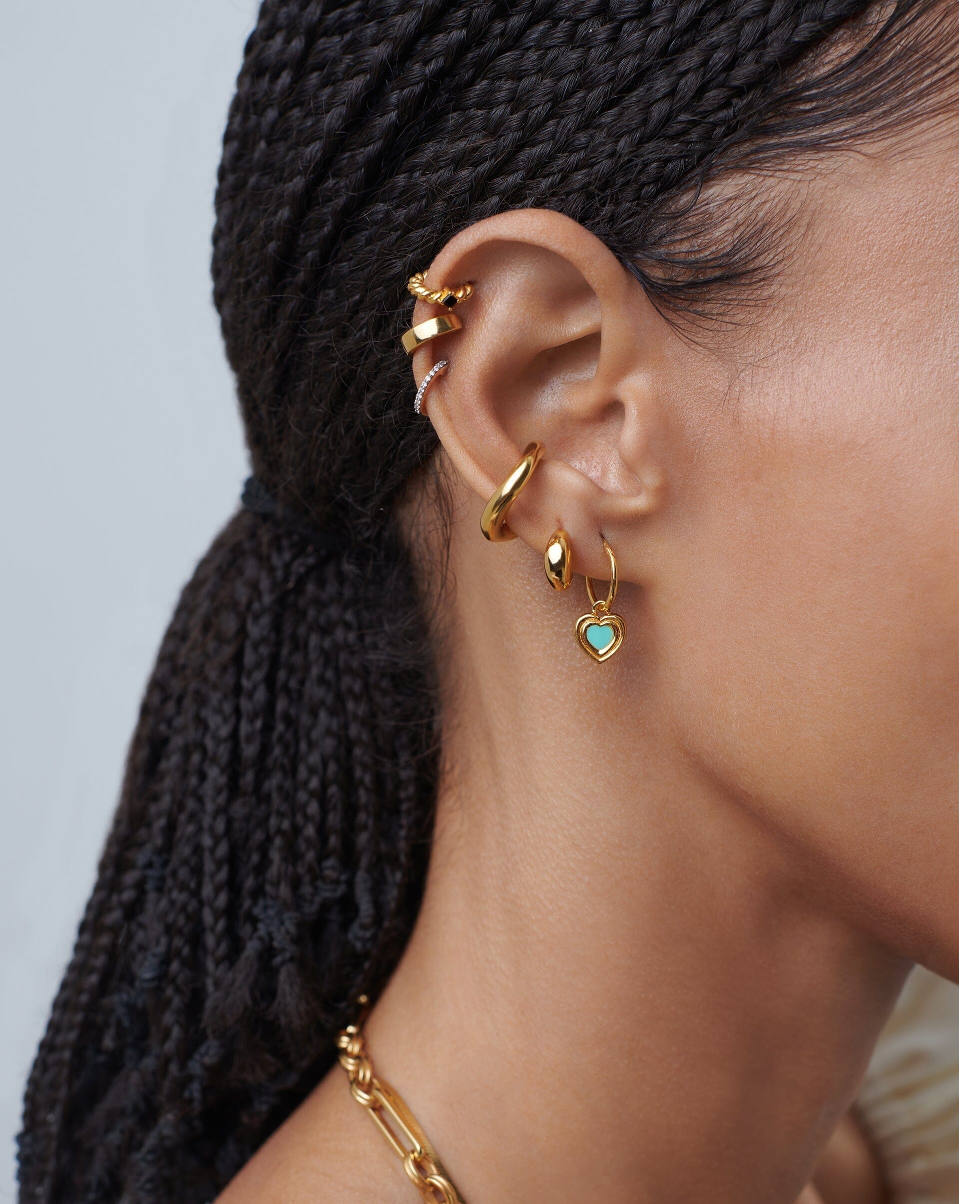 Good Vibes Enamel Heart Mini Charm Hoop Earrings | 18ct Gold Plated Vermeil/Aqua Earrings Missoma 