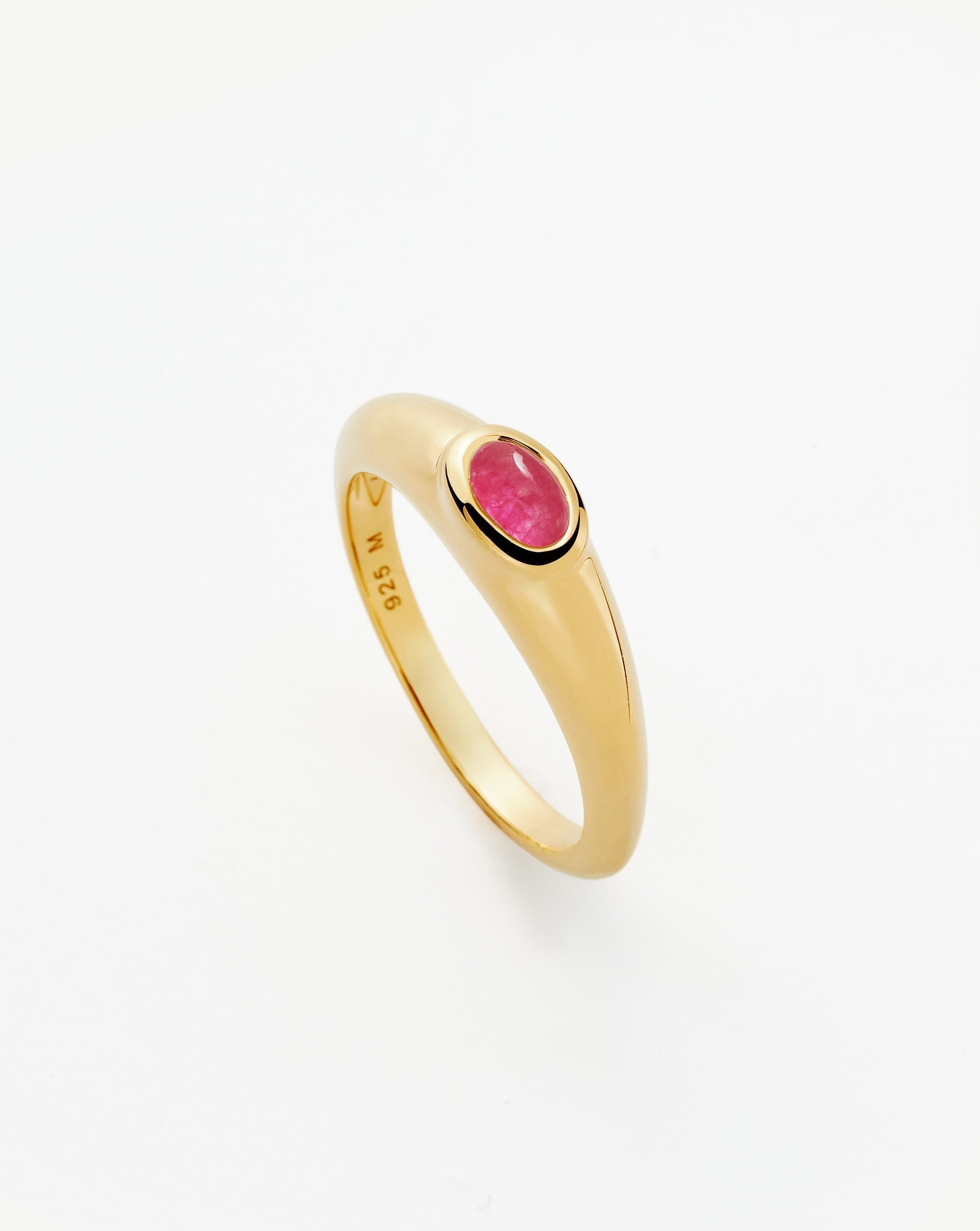 Good Vibes Gemstone Stacking Ring | 18ct Gold Plated Vermeil/Pink Quartz Rings Missoma 