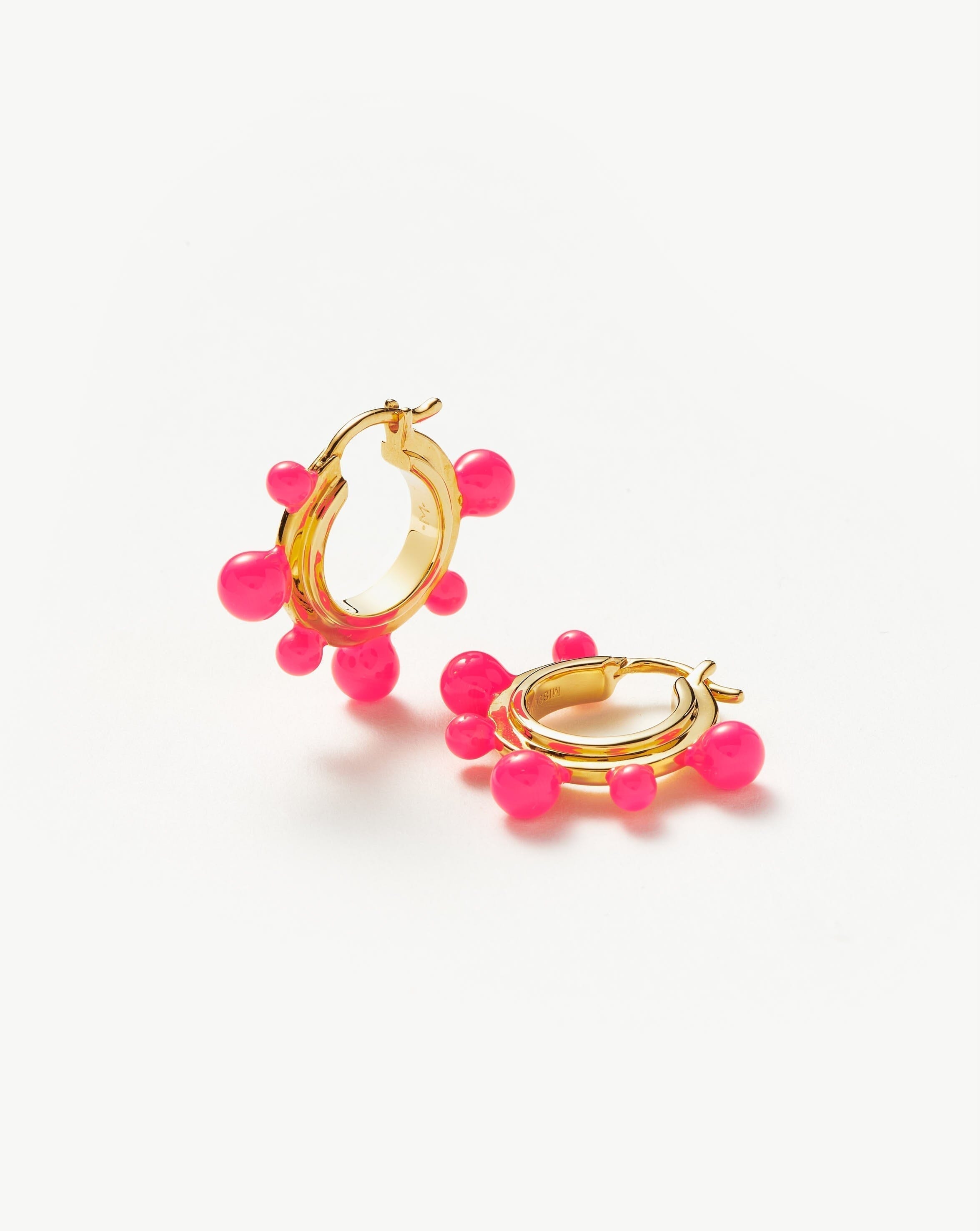Good Vibes Neon Enamel Sphere Small Hoop Earrings | 18ct Gold Plated/Hot Pink Earrings Missoma 