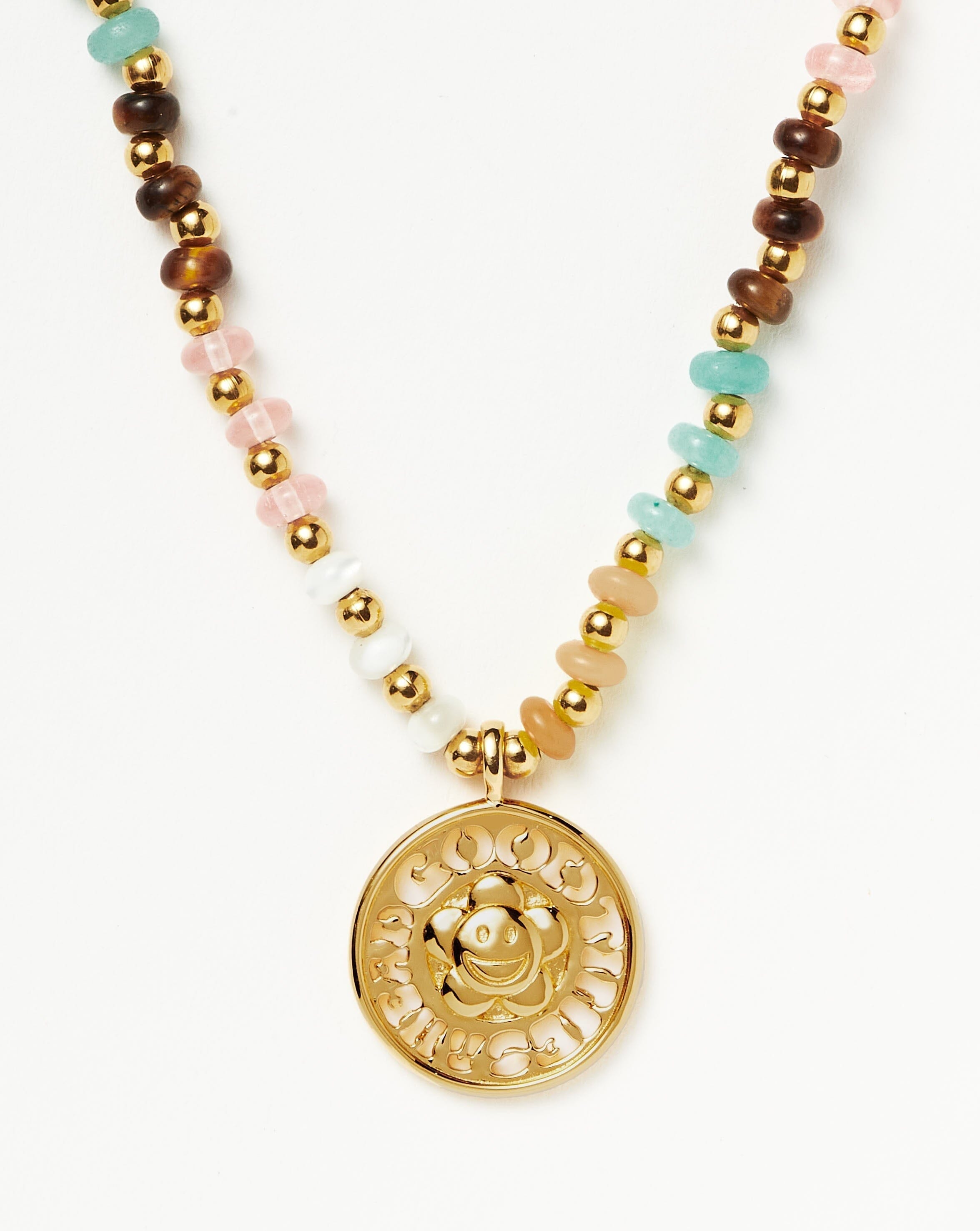 Good Vibes Sunshine Medallion Beaded Necklace | 18ct Gold Plated, Multi Necklaces Missoma 