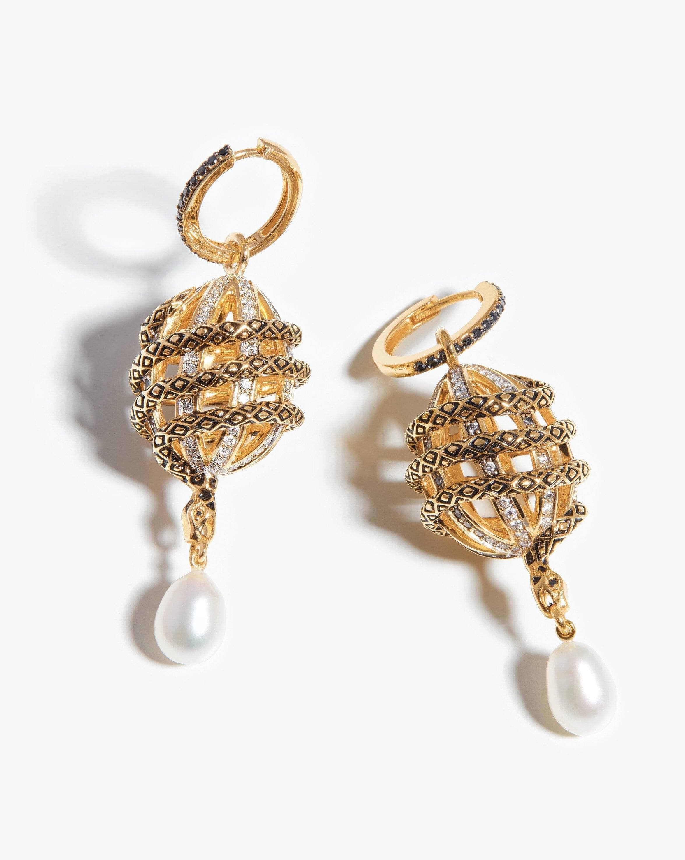 Harris Reed Fine Uncaged Drop Earrings | 14ct Solid Gold/Pearl & Diamond Earrings Missoma 