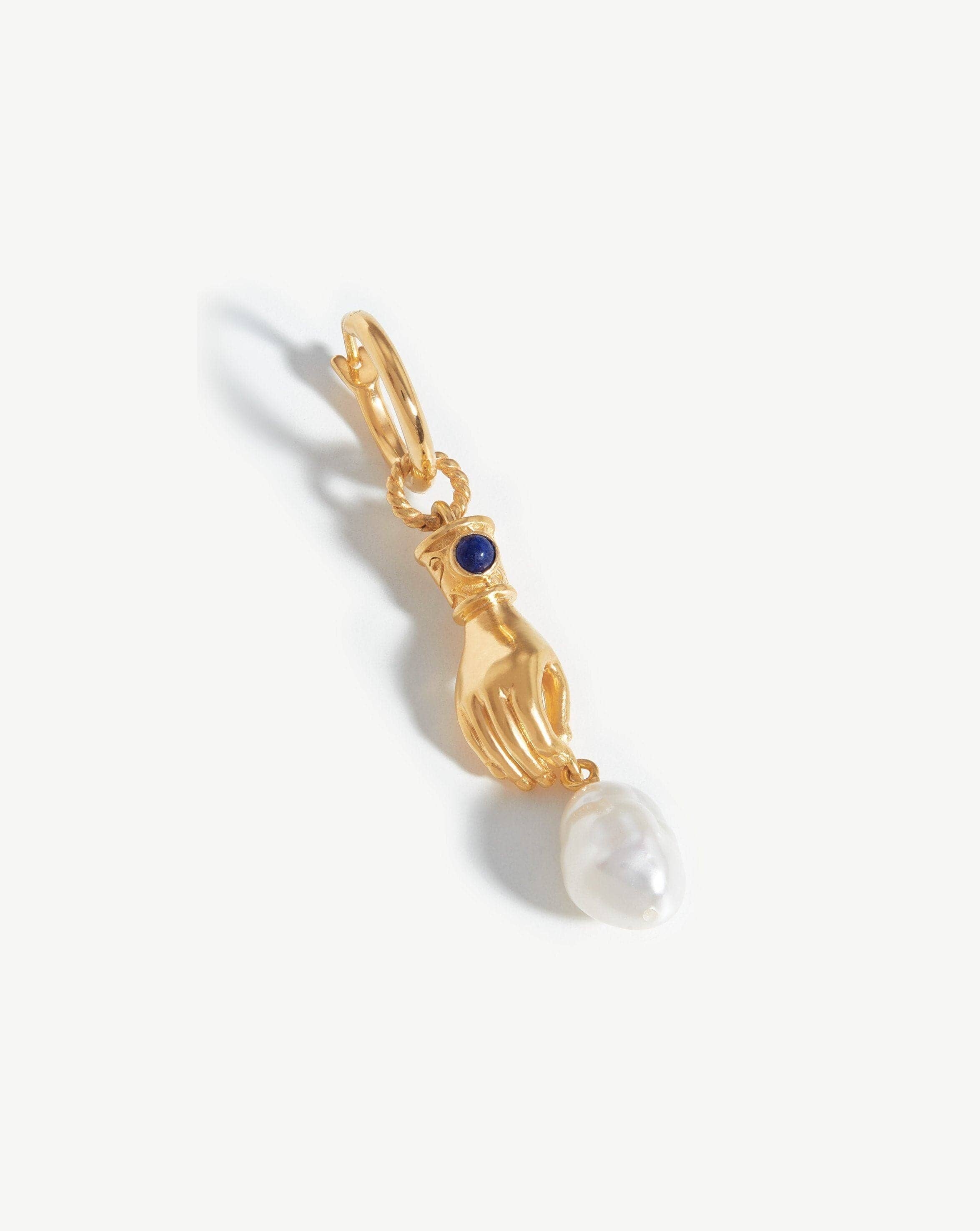 Harris Reed Handpicked Pearl Single Earring | 18ct Gold Plated/Pearl & Blue Sapphire Earrings Missoma 