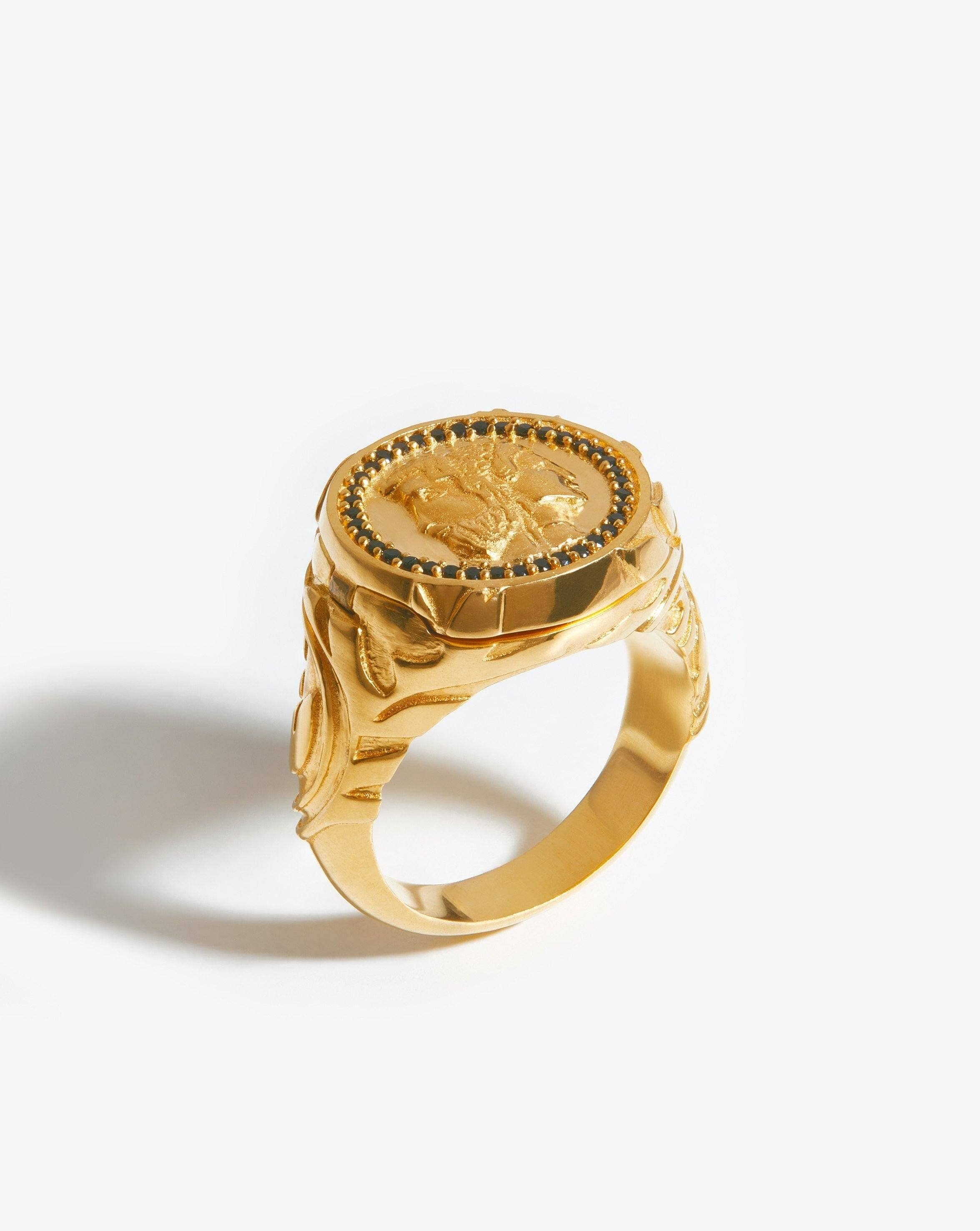 Harris Reed Janus Locket Signet Ring | 18ct Gold Plated/Black Cubic Zirconia Rings Missoma 