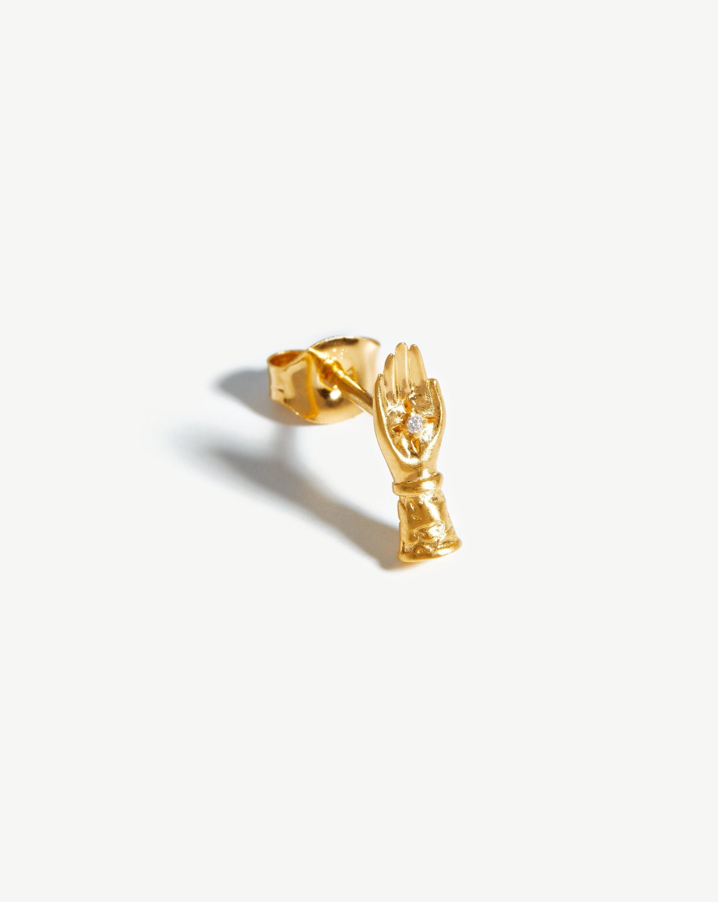 Harris Reed Take the Hand Single Stud Earring | 18ct Gold Plated Vermeil/Cubic Zirconia Earrings Missoma 