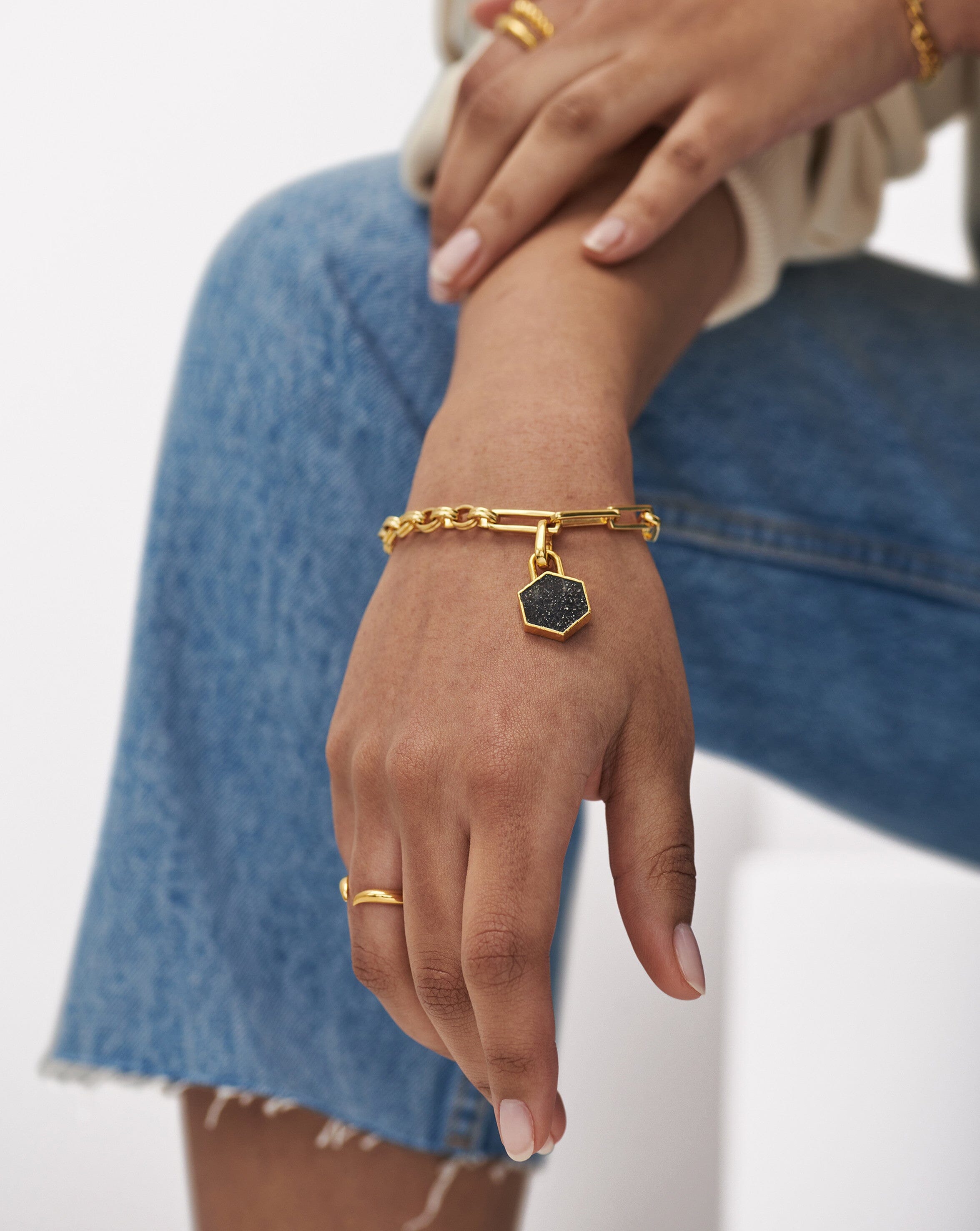 Hex Chain Bracelet | 18ct Gold Plated Vermeil/Star Quartz Bracelets Missoma 