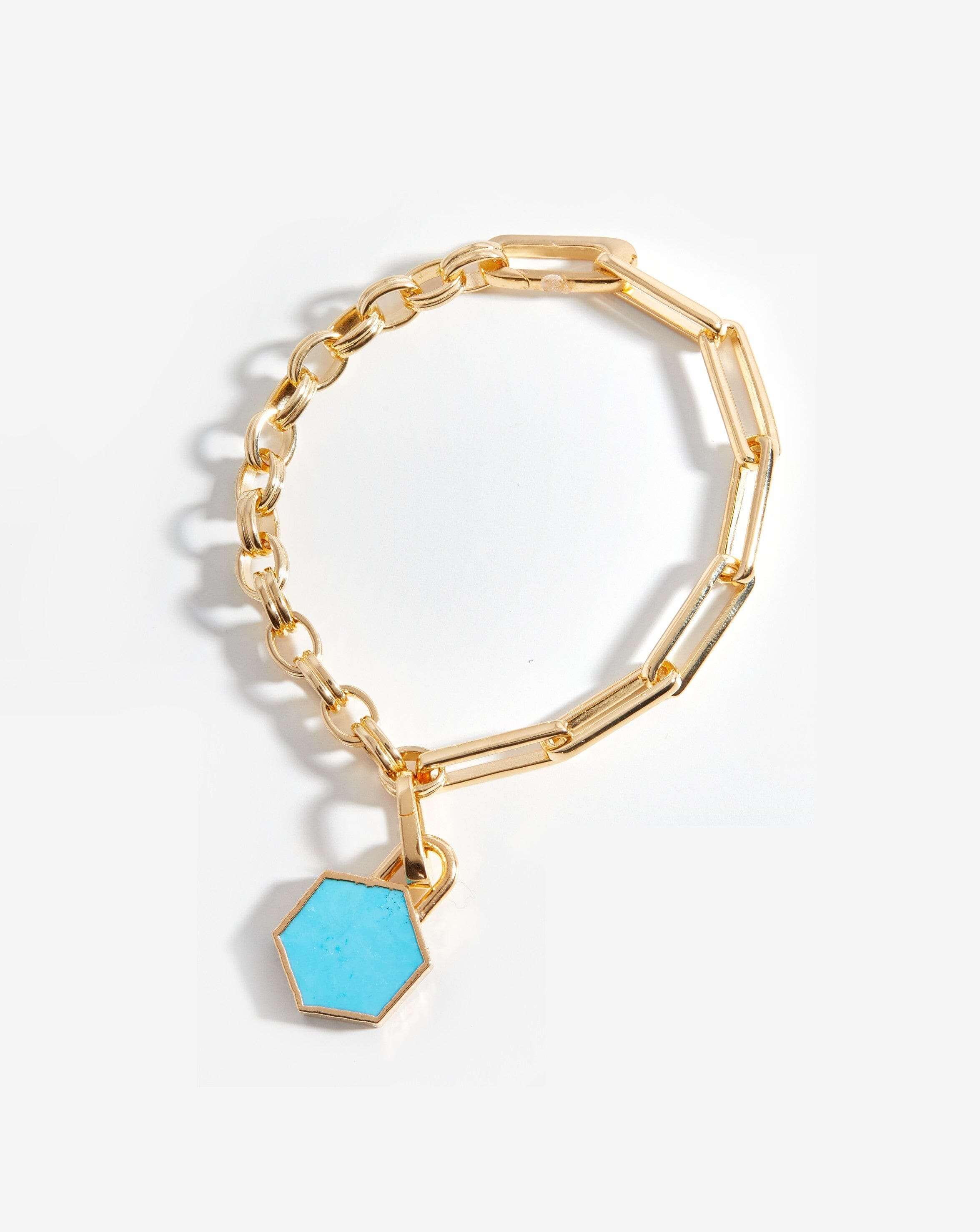 Hex Chain Bracelet | 18ct Gold Plated Vermeil/Turquoise Bracelets Missoma 18ct Gold Plated Vermeil/Turquoise 